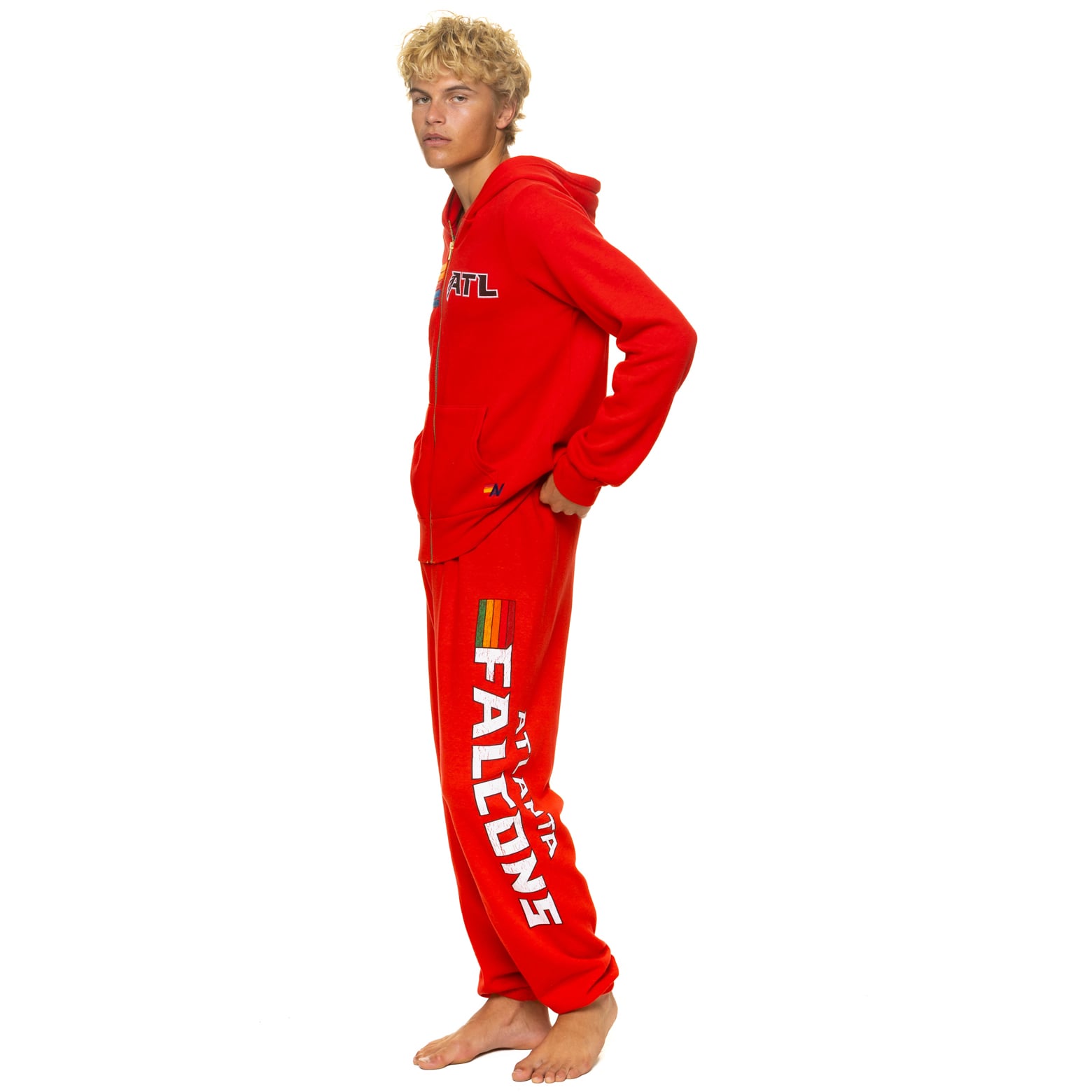 Sweat à capuche unisexe Aviator Nation rouge Atlanta Falcons en mélange de trois matières avec fermeture éclair intégrale