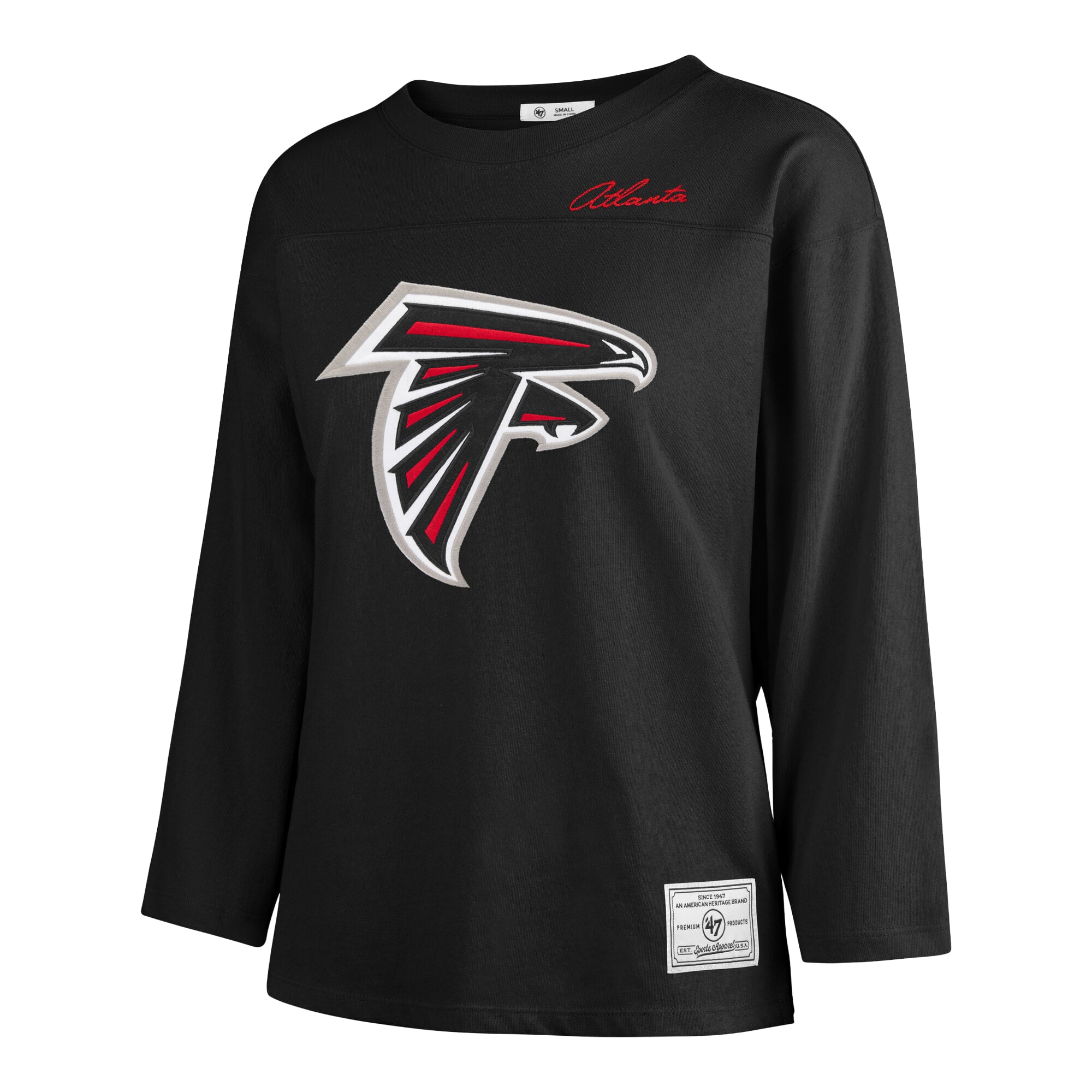 T-shirt à manches longues intemporel « 47 Black Atlanta Falcons Game Nod » pour femmes