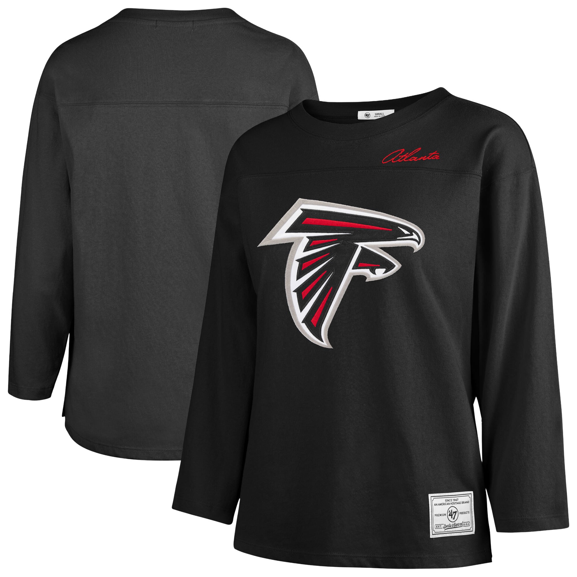T-shirt à manches longues intemporel « 47 Black Atlanta Falcons Game Nod » pour femmes