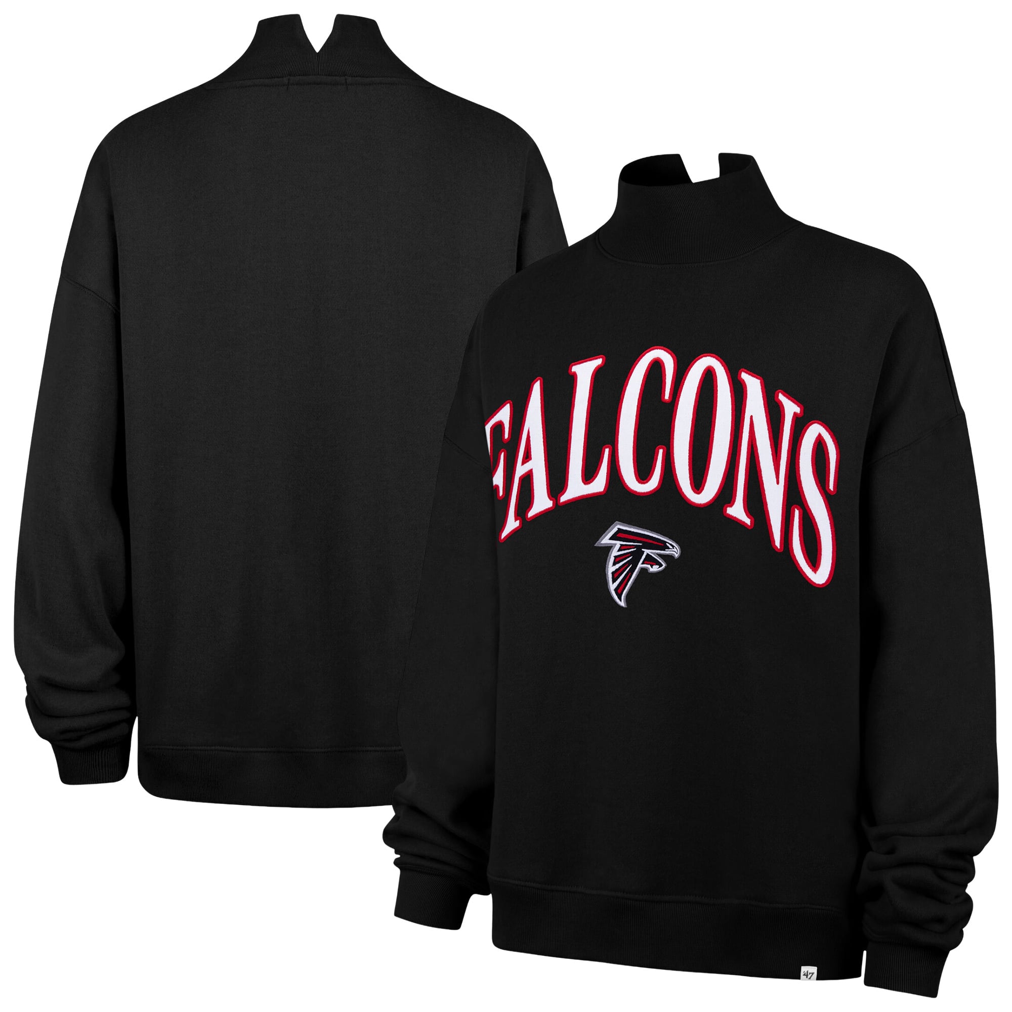 Sweat-shirt oversize à col montant Vantage noir Atlanta Falcons « 47 » pour femme