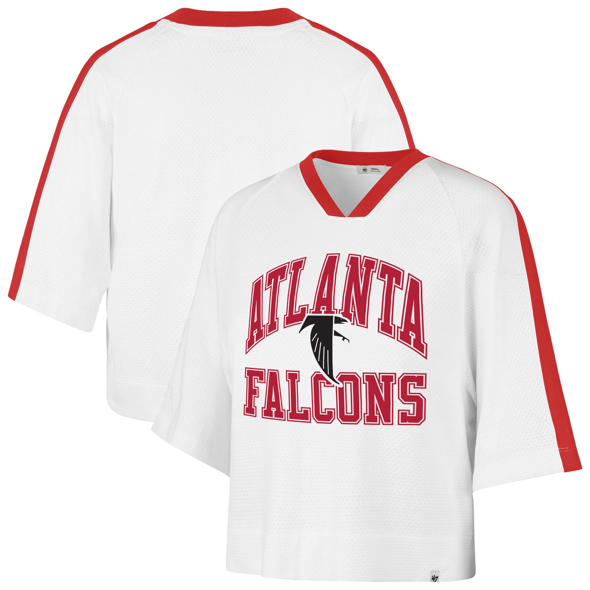 T-shirt raglan à col en V blanc Atlanta Falcons '47 pour femme