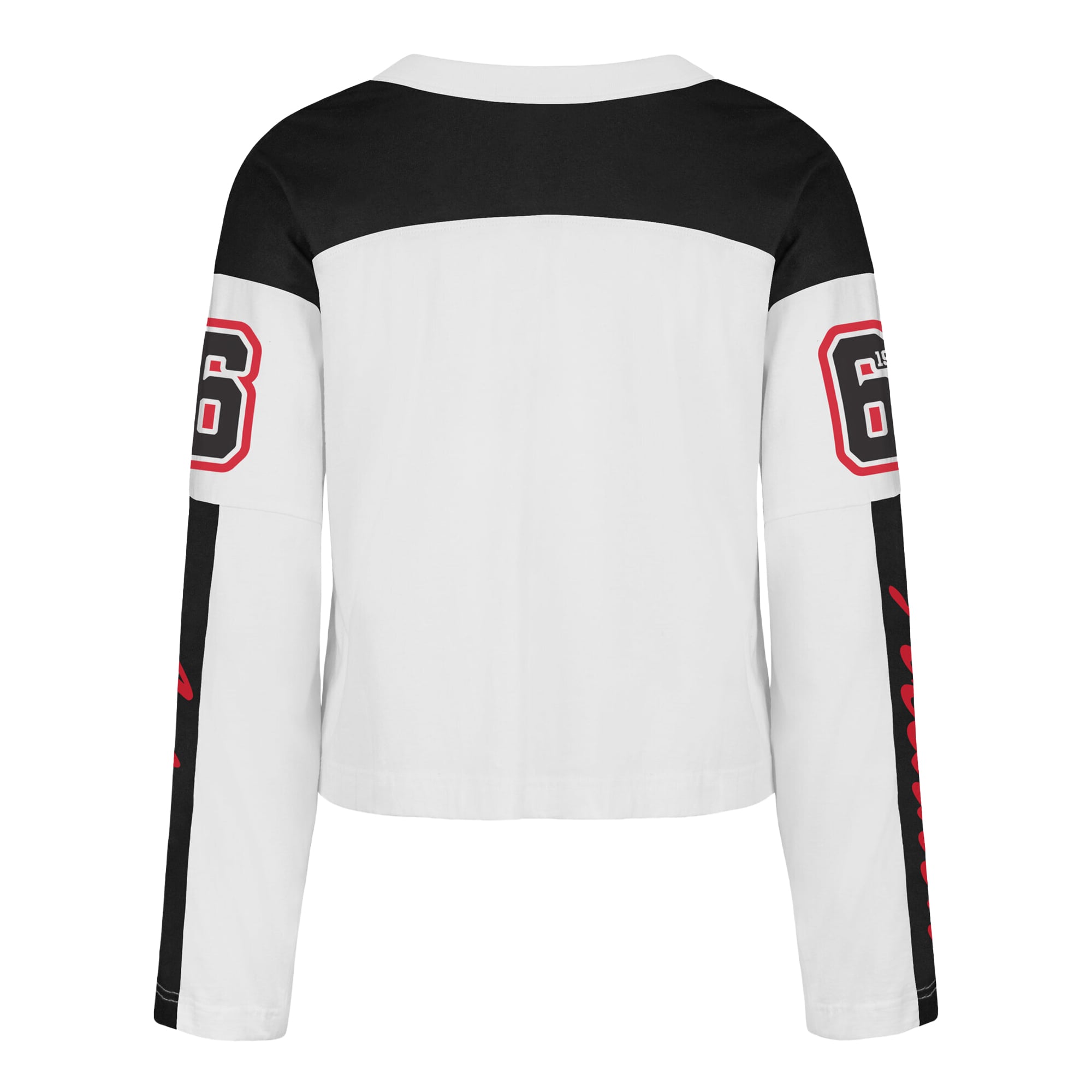 T-shirt à manches longues et col en V blanc Atlanta Falcons '47 pour femme