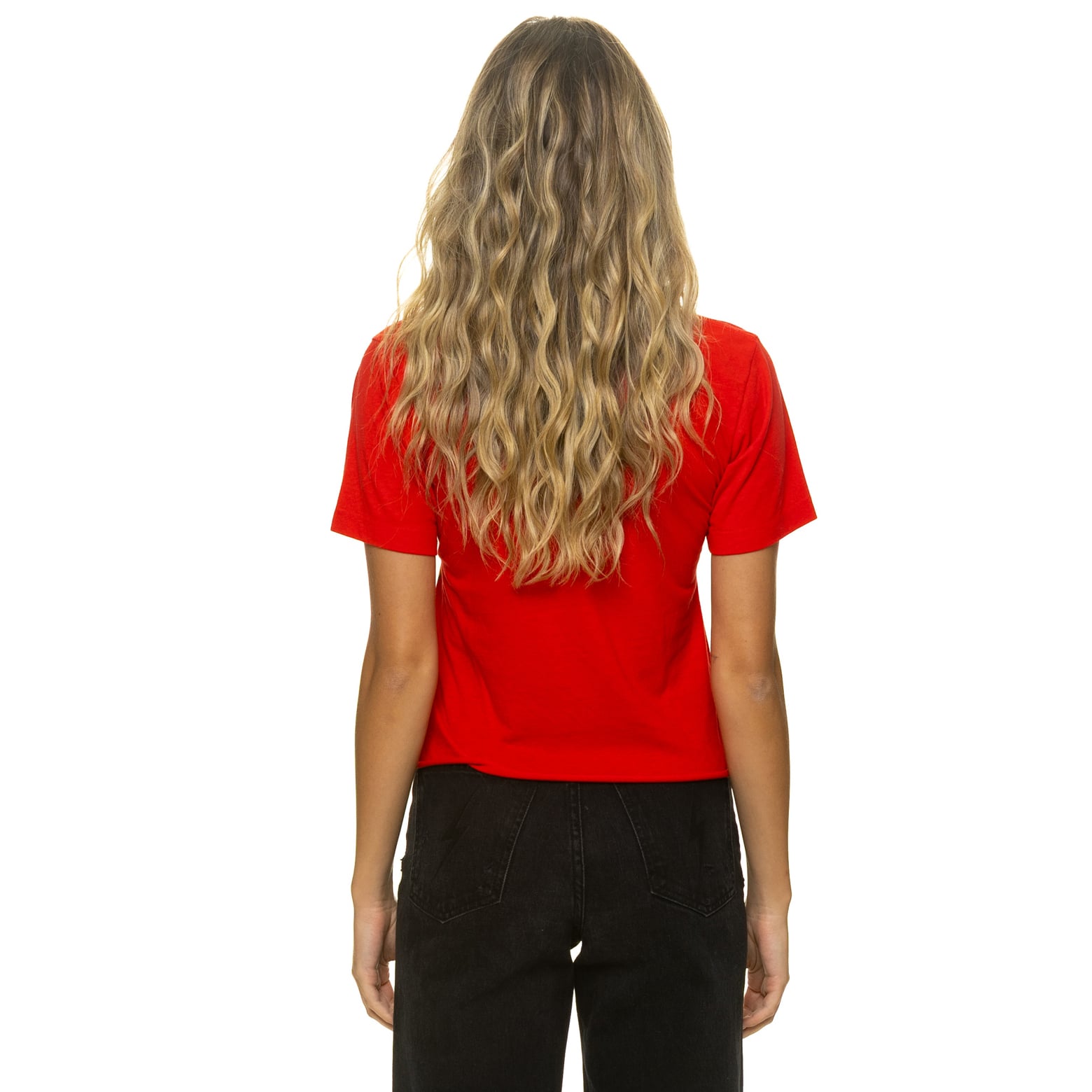 T-shirt Aviator Nation rouge Atlanta Falcons pour femme, coupe carrée, style boyfriend, en mélange de trois matières