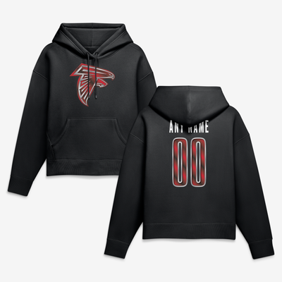 Atlanta Falcons Women's Metallic Mascot Personalized Name & Number Hoodie - Black