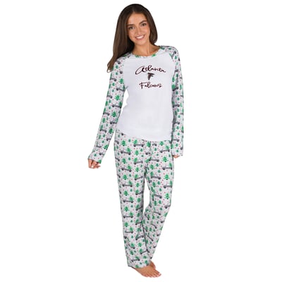 Atlanta Falcons Concepts Sport Women's Frostbite Allover Print Knit Long Sleeve T-Shirt & Pants Set - White