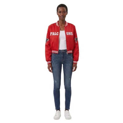 Atlanta Falcons FABGATING by Cuce Women's Cropped Team Full-Zip Bomber Jacket - Red