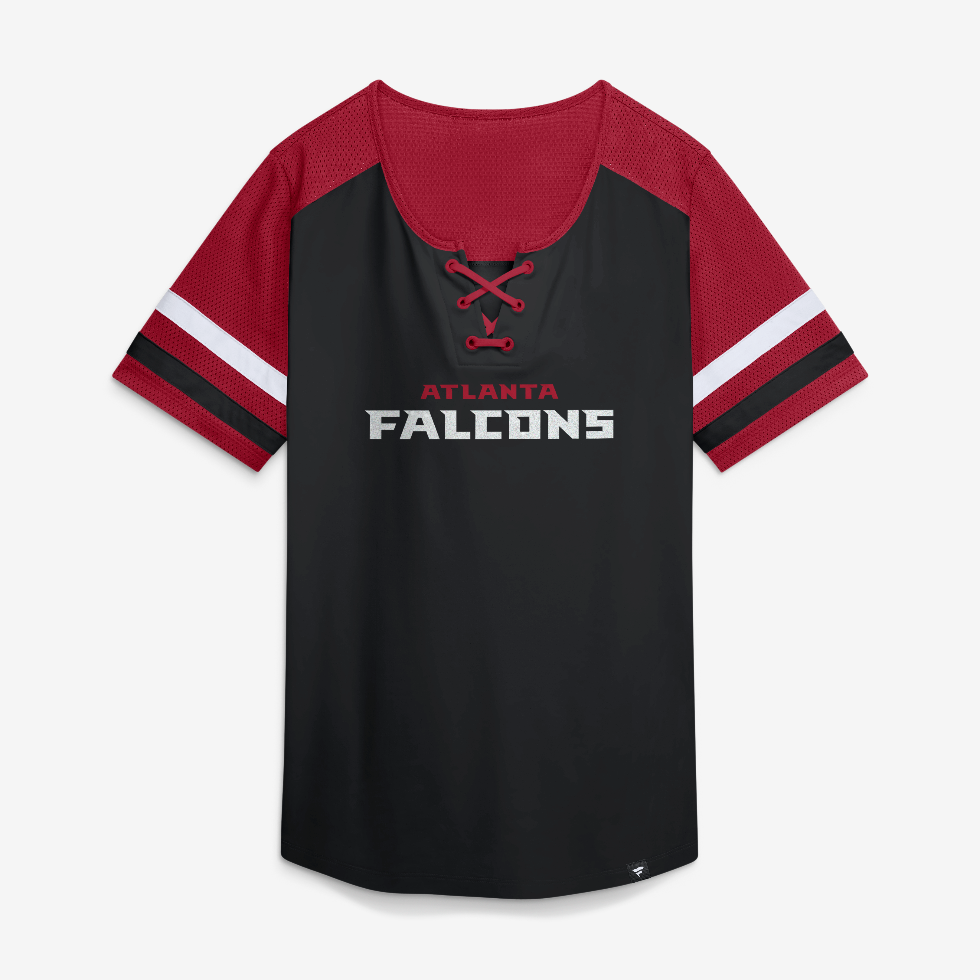 Women's Fanatics Black Atlanta Falcons Curl Route Athena Lace-Up T-Shirt