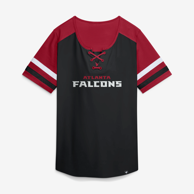 Atlanta Falcons Fanatics Women's Curl Route Athena Lace-Up T-Shirt - Black
