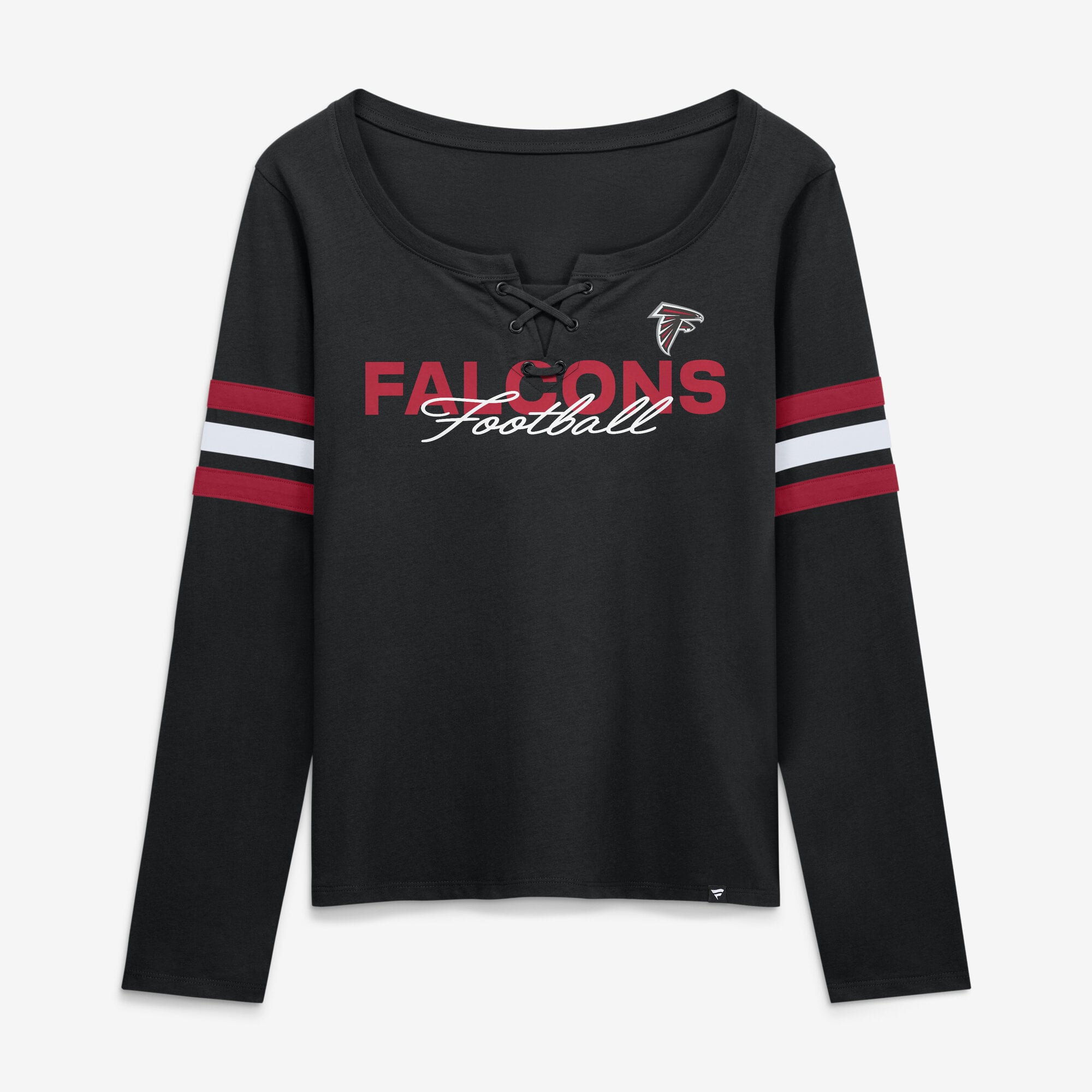 T-shirt à manches longues lacets Fanatics Black Atlanta Falcons pour femmes