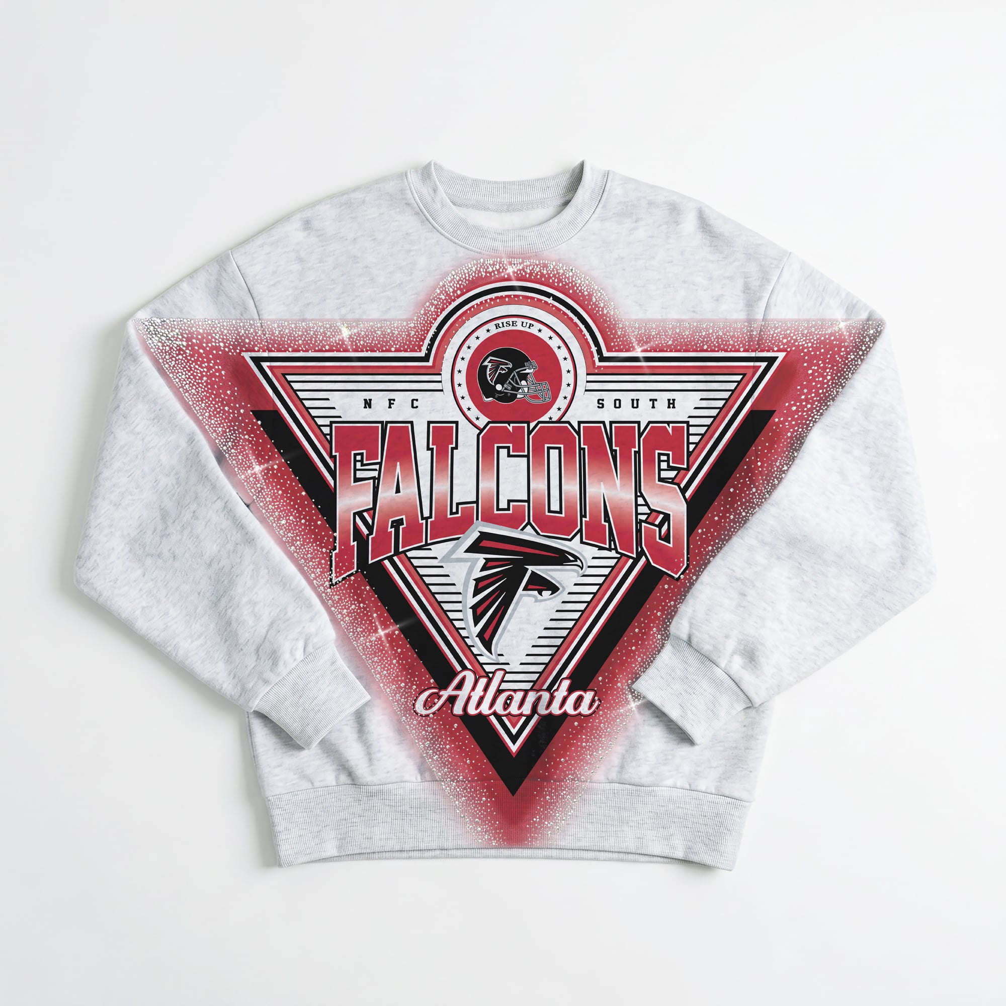 Sweat-shirt oversize en polaire à strass Atlanta Falcons, gris chiné, pour femme, collection Gameday Couture.