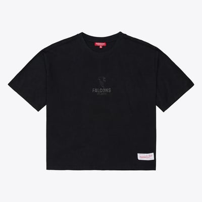 Atlanta Falcons Mitchell & Ness Women's Core Essentials Micro Logo Boxy Crop T-Shirt - Black
