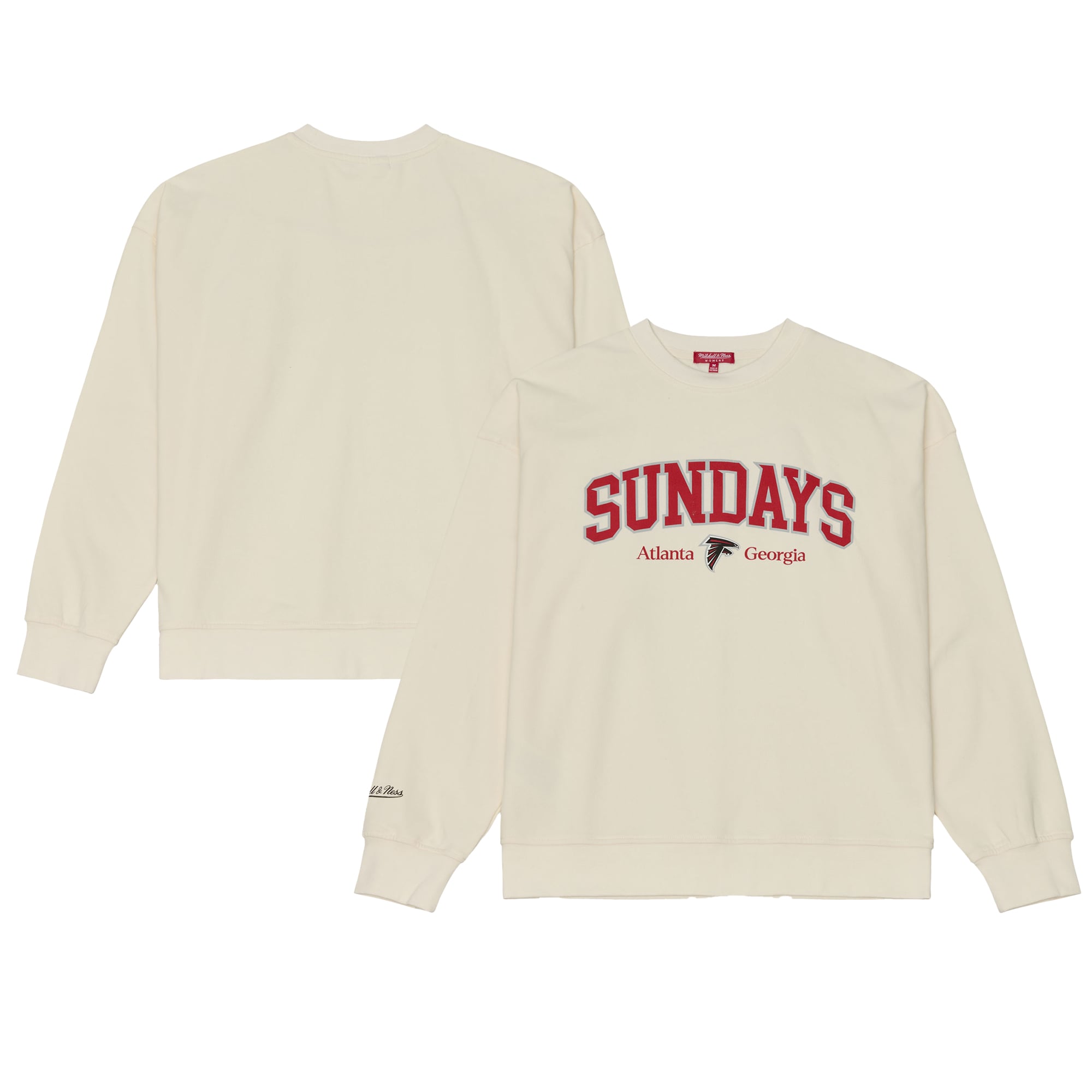 Sweat-shirt Mitchell & Ness crème pour femmes, édition spéciale Atlanta Falcons, dimanches