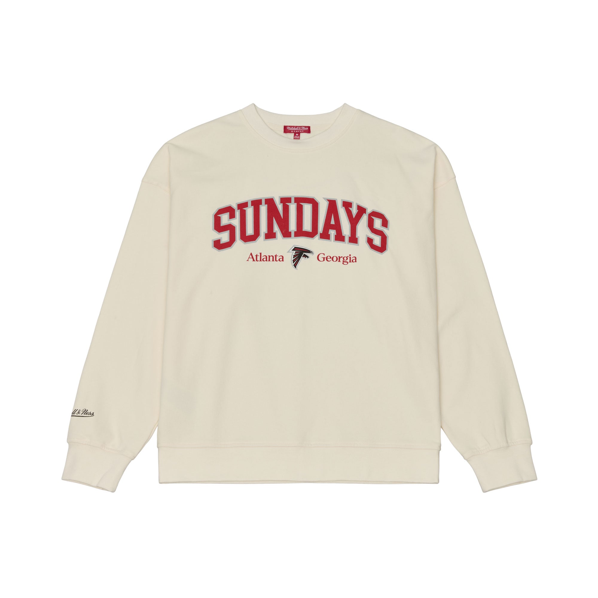 Sweat-shirt Mitchell & Ness crème pour femmes, édition spéciale Atlanta Falcons, dimanches