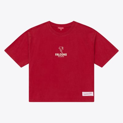 Atlanta Falcons Mitchell & Ness Women's Core Essentials Micro Logo Boxy Crop T-Shirt - Scarlet
