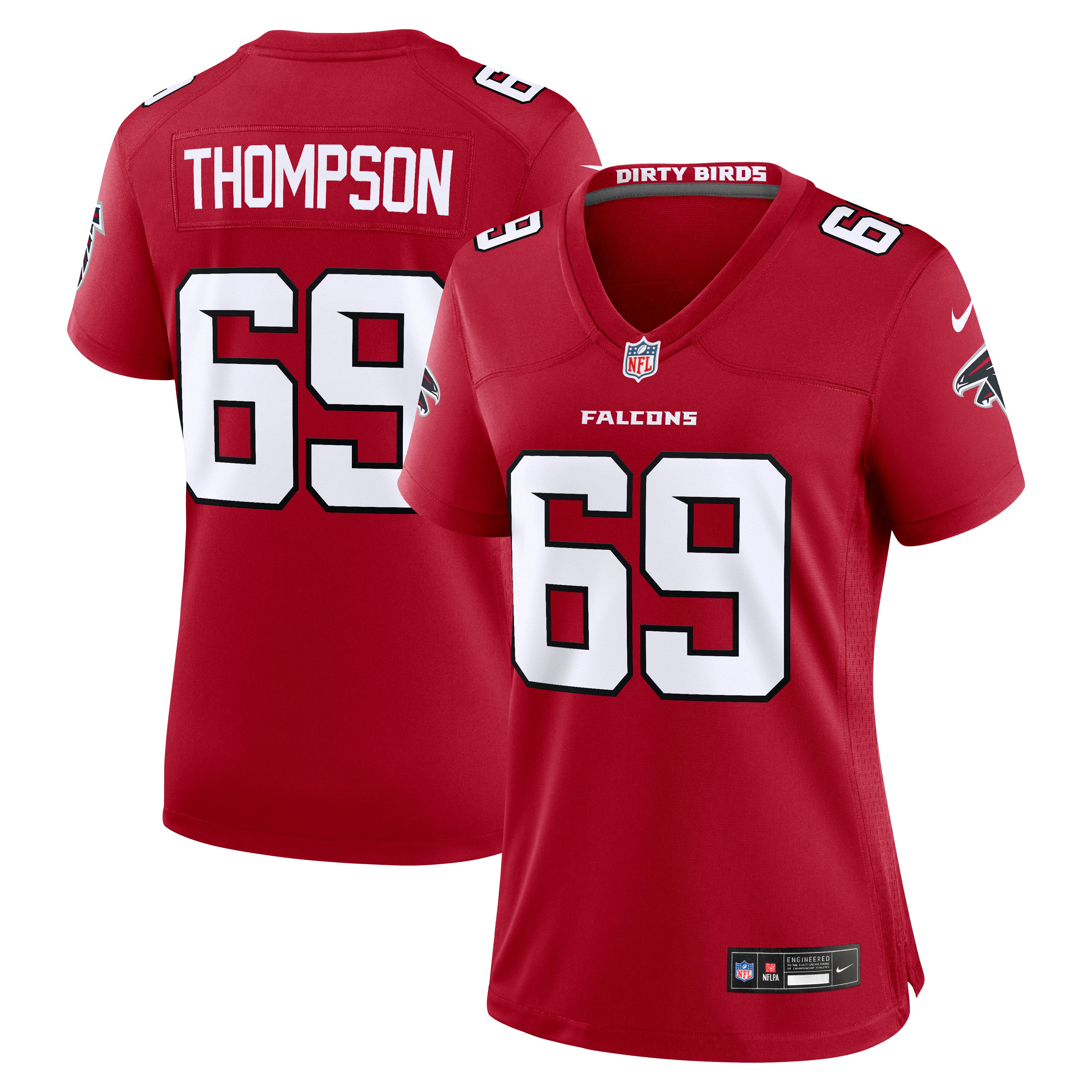 Maillot de match Nike Anterio Thompson rouge des Falcons d'Atlanta pour femmes