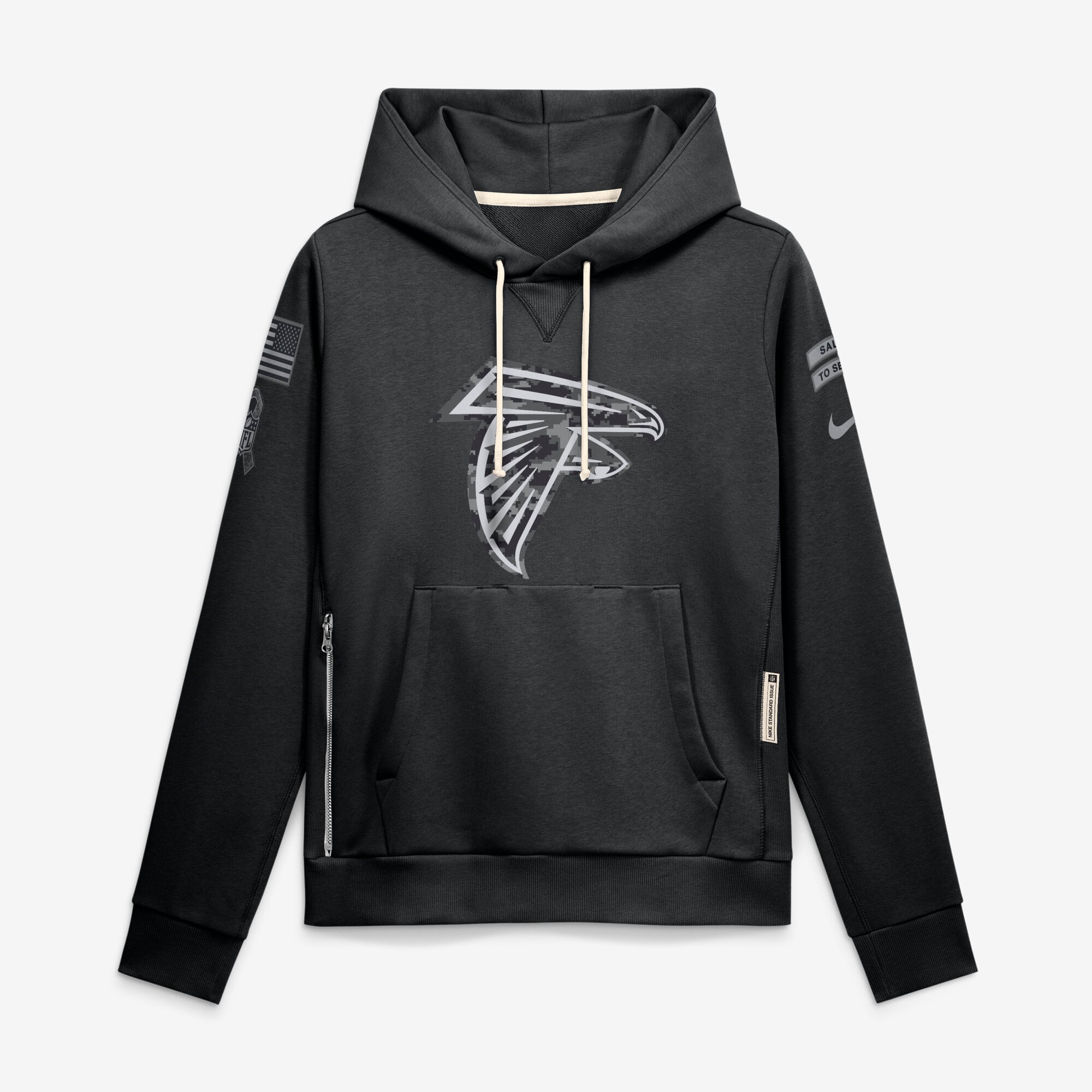 Sweat à capuche Nike Atlanta Falcons 2026 Salute to Service Sideline Dri-FIT noir pour femme