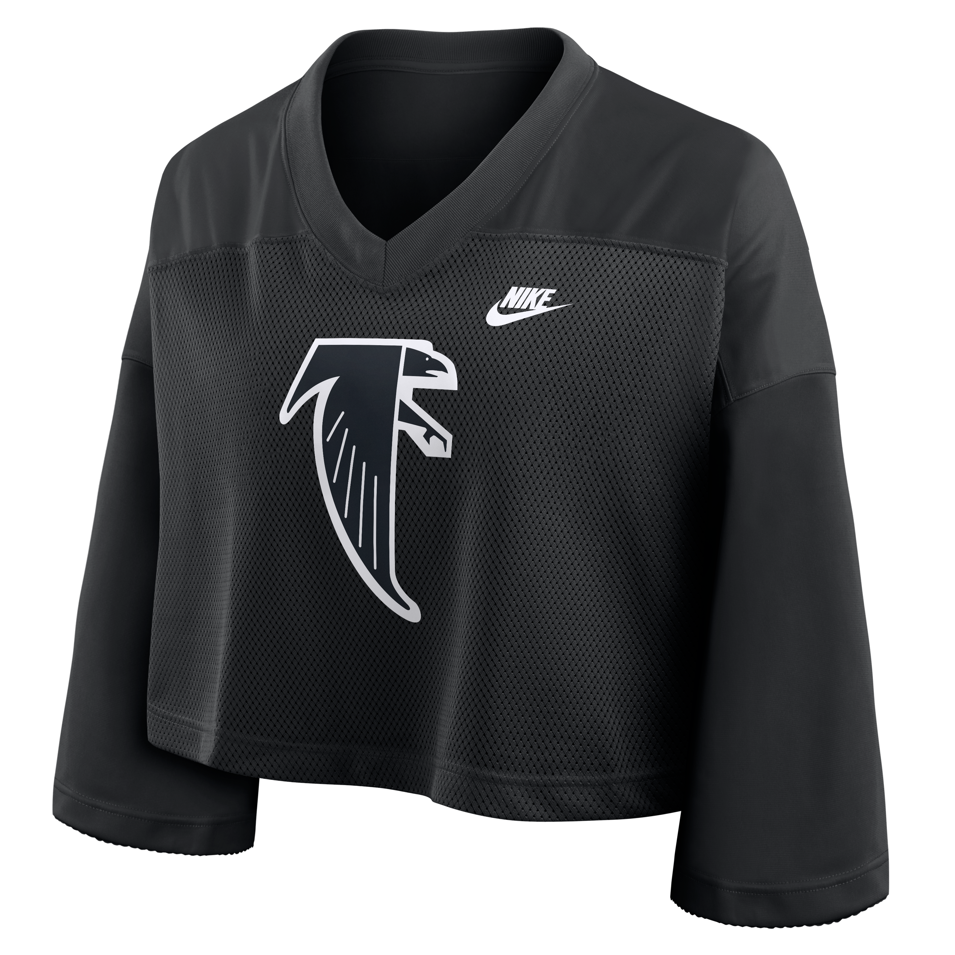 Women's Nike Black Atlanta Falcons Rewind Cropped Mesh Dri-FIT Fashion Jersey