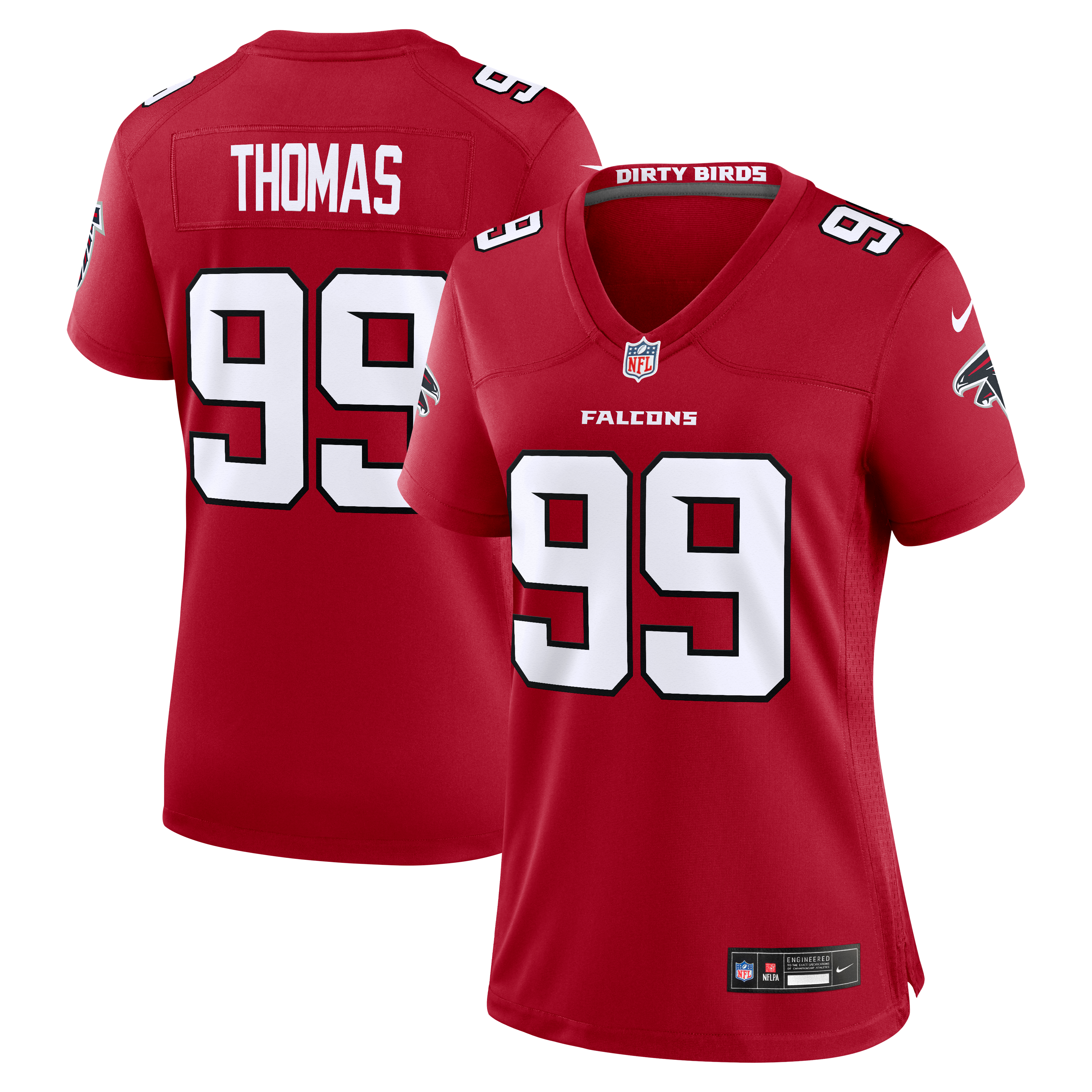 Maillot de match Nike Cameron Thomas rouge des Falcons d'Atlanta pour femmes