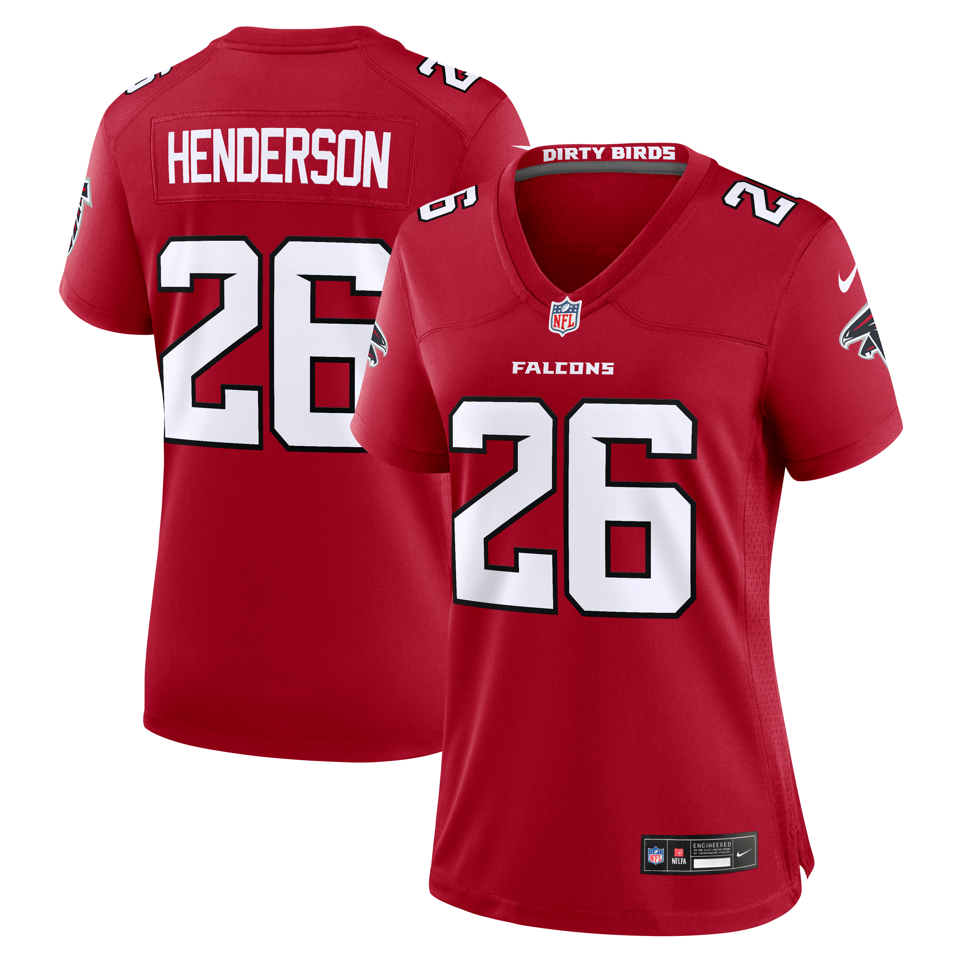 Maillot de match Nike CJ Henderson rouge des Falcons d'Atlanta pour femmes