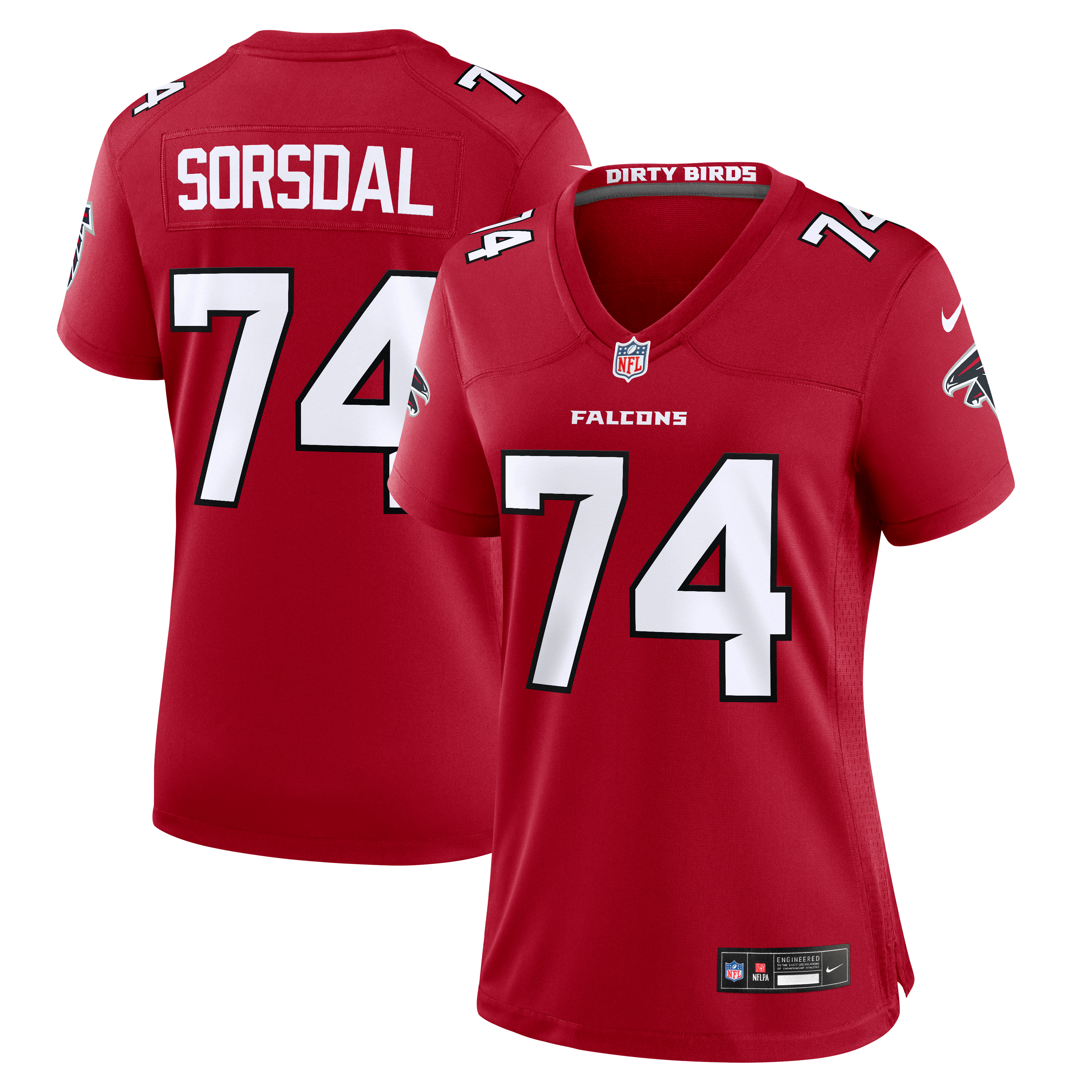 Maillot de match Nike Colby Sorsdal rouge des Falcons d'Atlanta pour femme