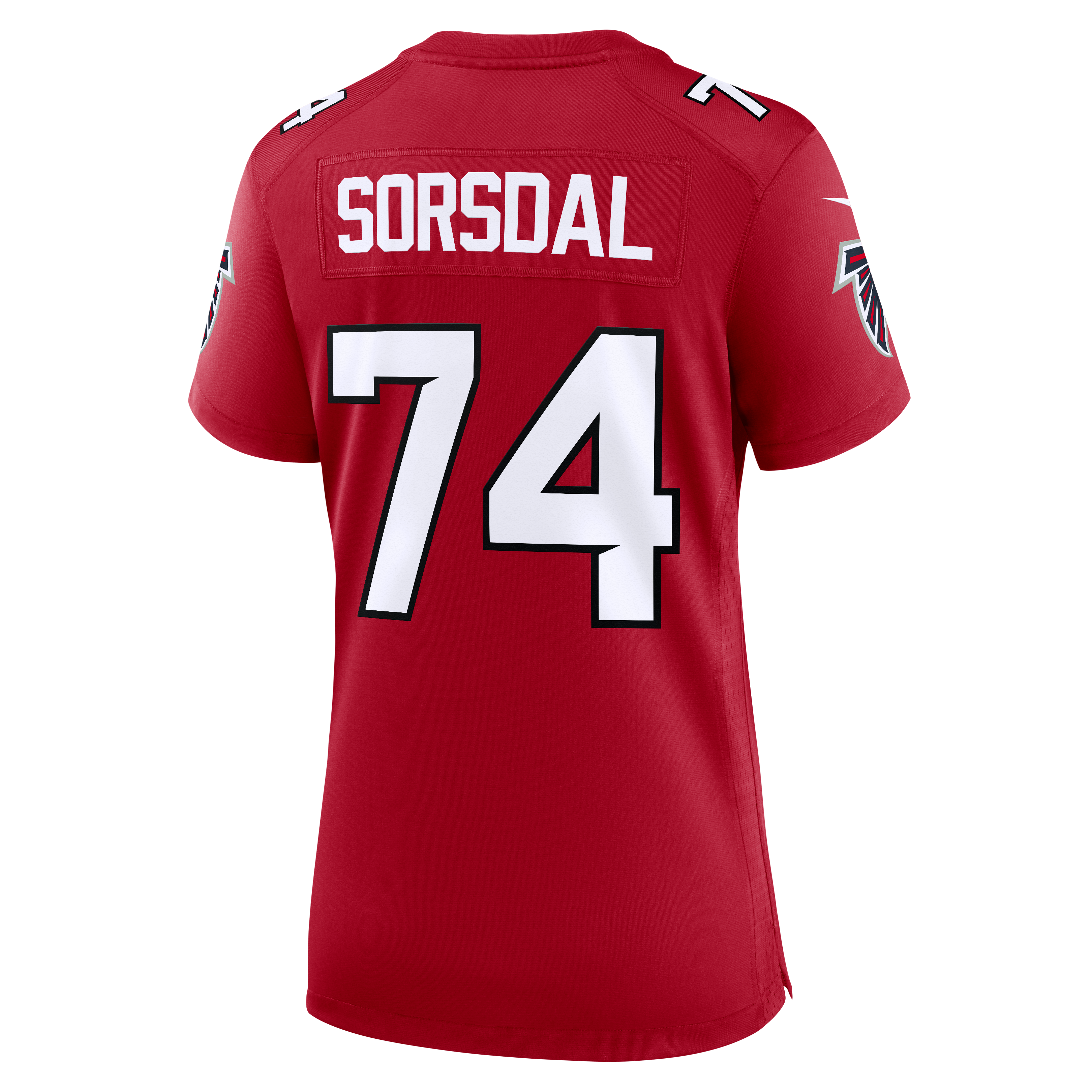 Maillot de match Nike Colby Sorsdal rouge des Falcons d'Atlanta pour femme