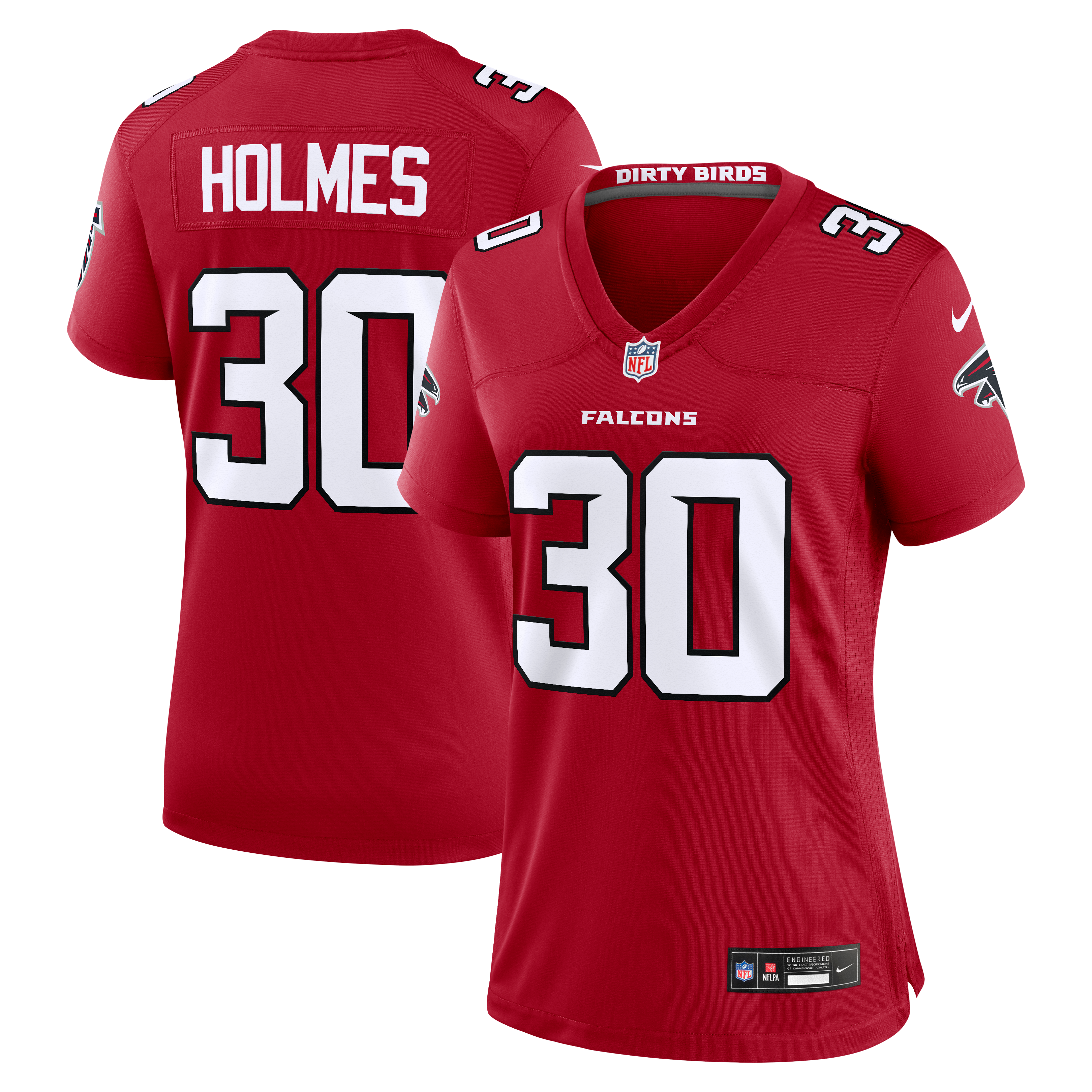 Maillot de match Nike Darnay Holmes rouge des Falcons d'Atlanta pour femmes