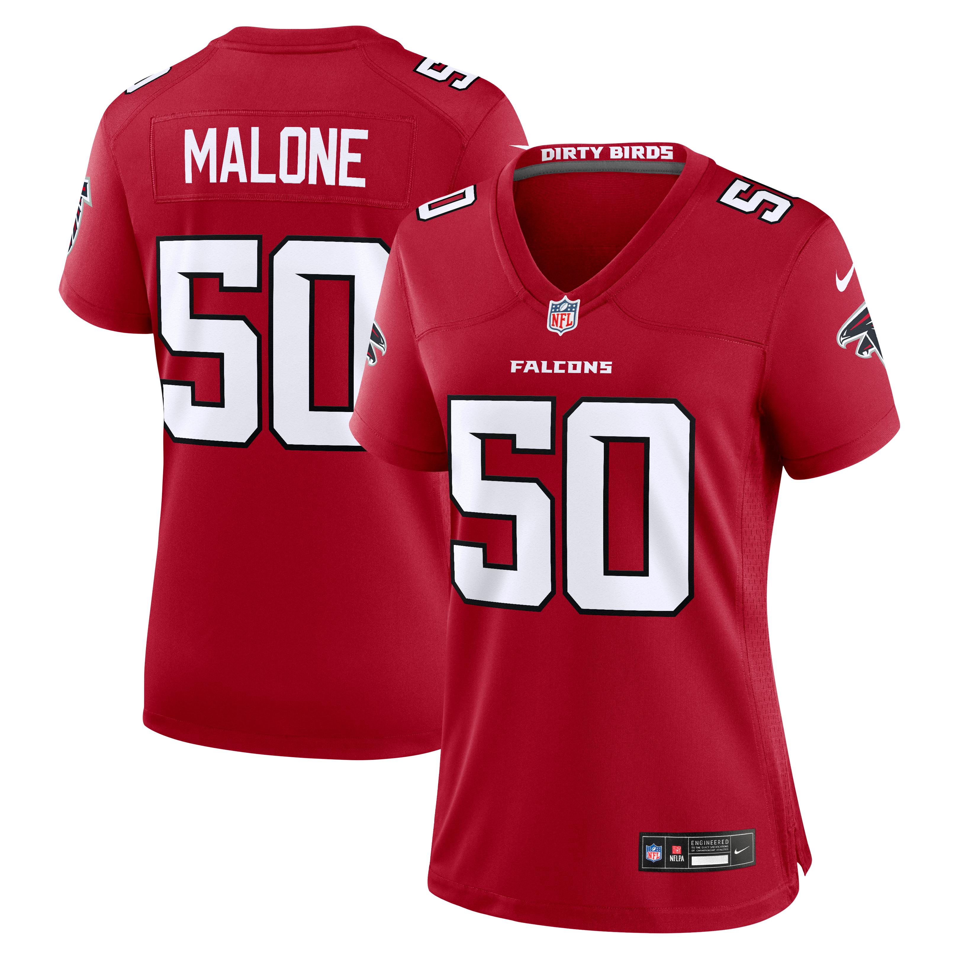 Maillot de match Nike Deangelo Malone rouge des Falcons d'Atlanta pour femmes