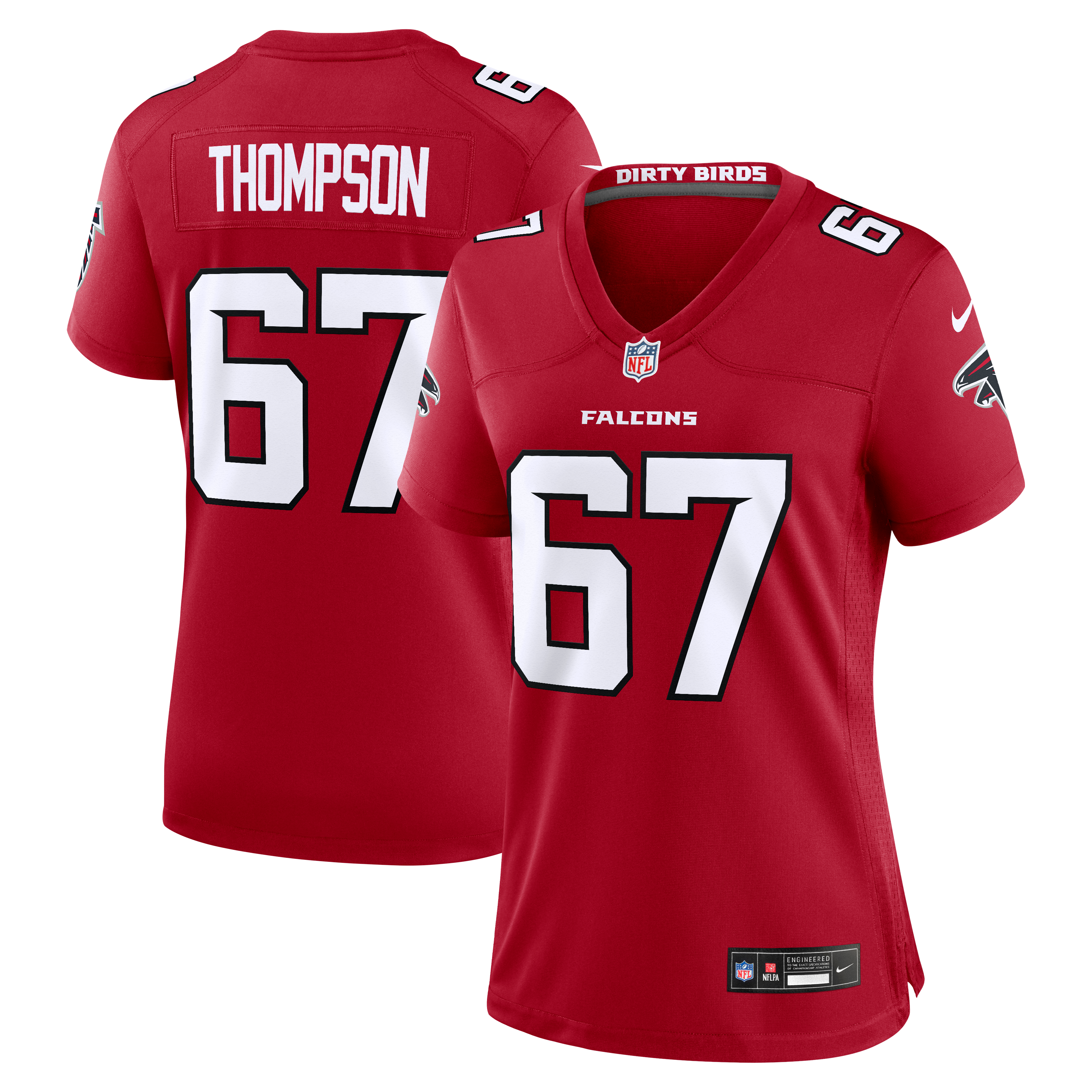 Maillot de match Nike Josh Thompson rouge des Falcons d'Atlanta pour femmes