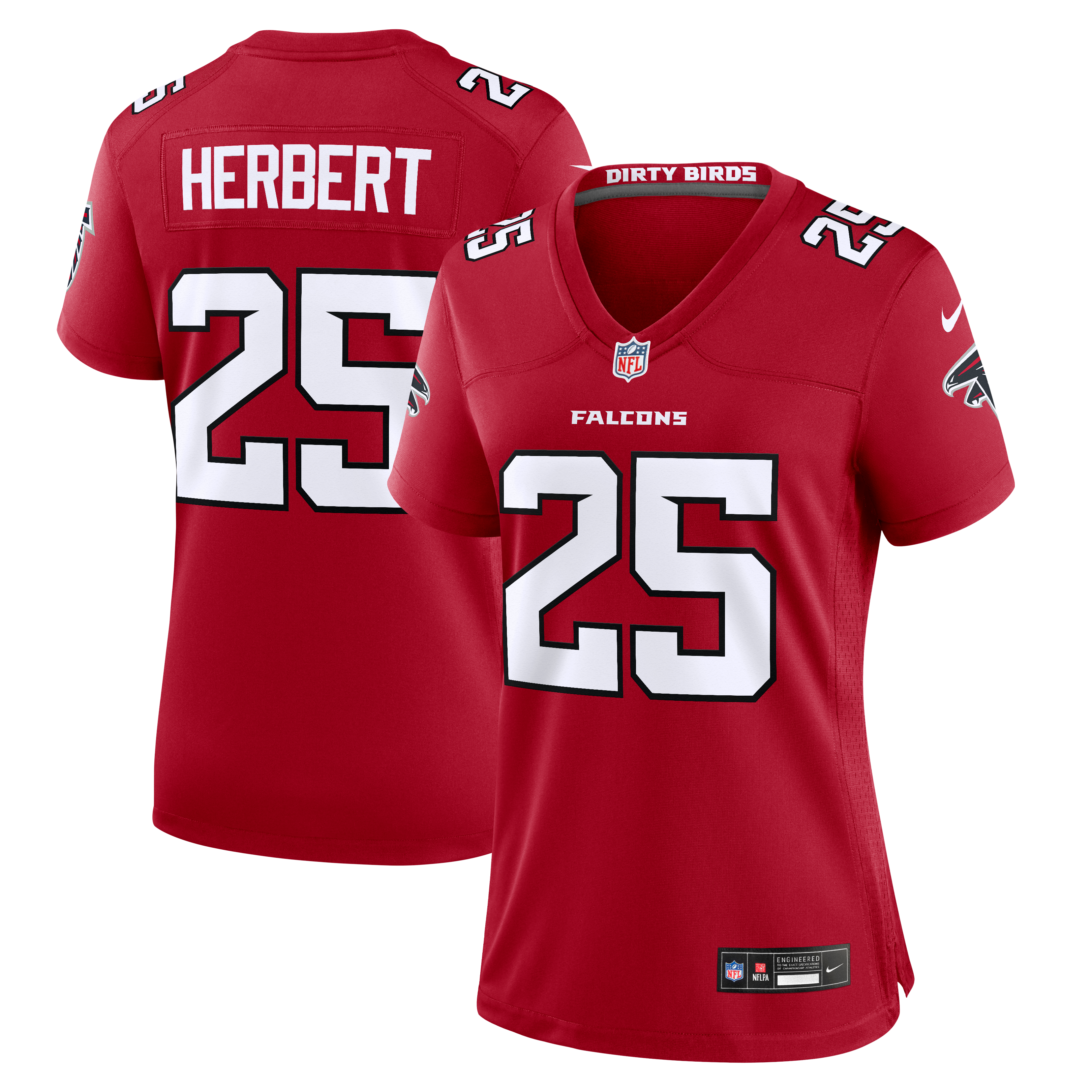 Maillot de match Nike Khalil Herbert rouge des Falcons d'Atlanta pour femmes