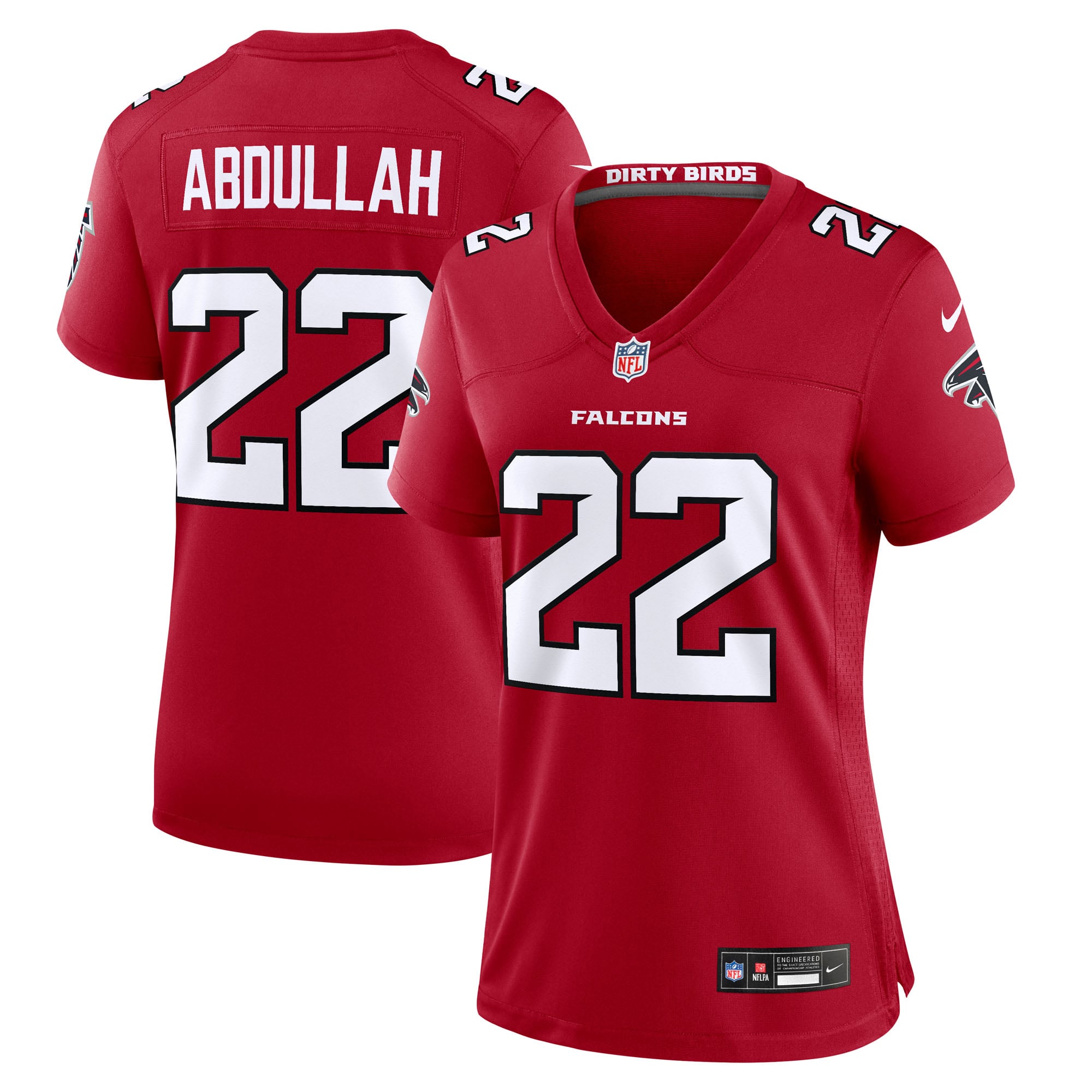 Maillot de match Nike Yasir Abdullah rouge des Falcons d'Atlanta pour femmes