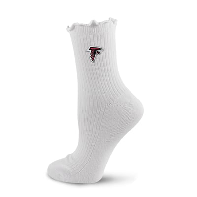  Atlanta Falcons PRO Compression Logo Lettuce Hem Quarter Socks - White