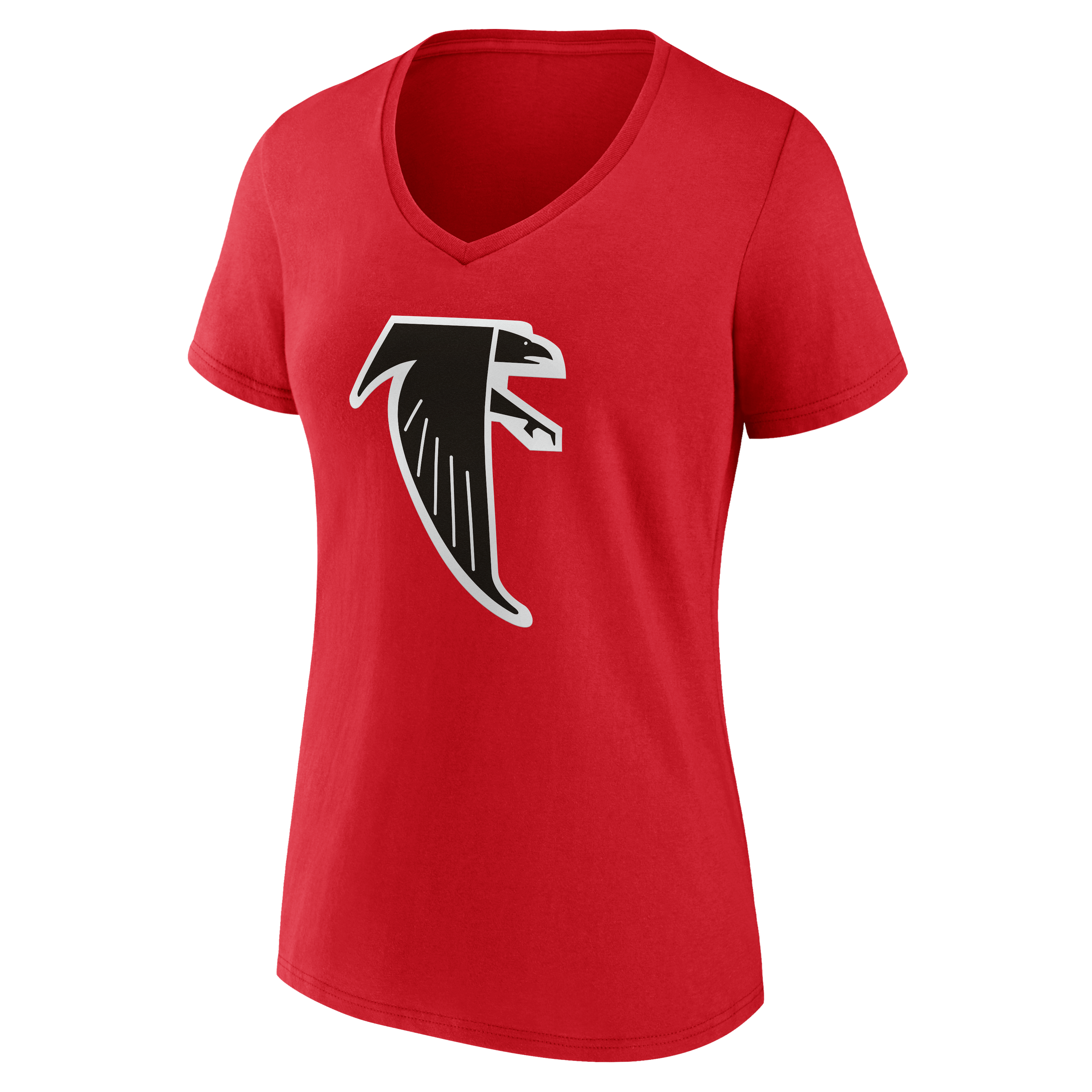 T-shirt à col en V authentique et classique personnalisé avec nom numéro des Falcons d'Atlanta pour femmes, rouge