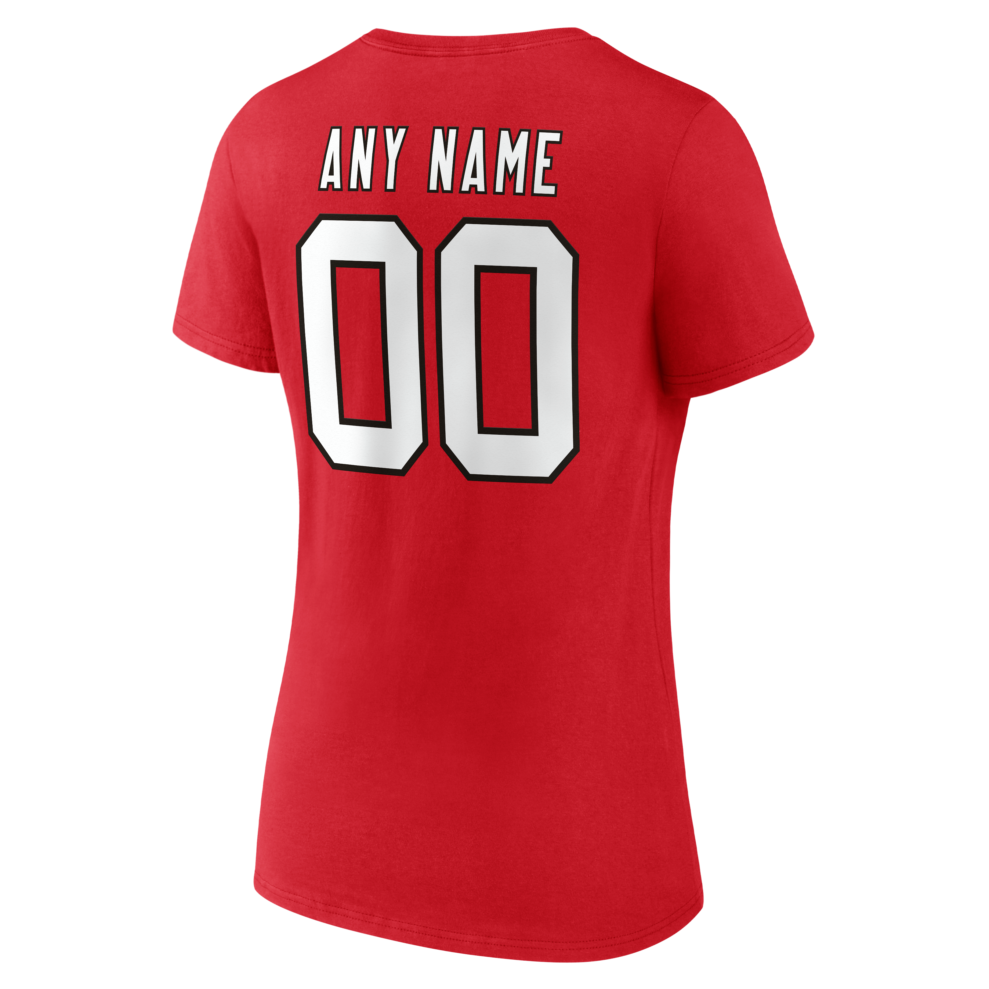 T-shirt à col en V authentique et classique personnalisé avec nom numéro des Falcons d'Atlanta pour femmes, rouge