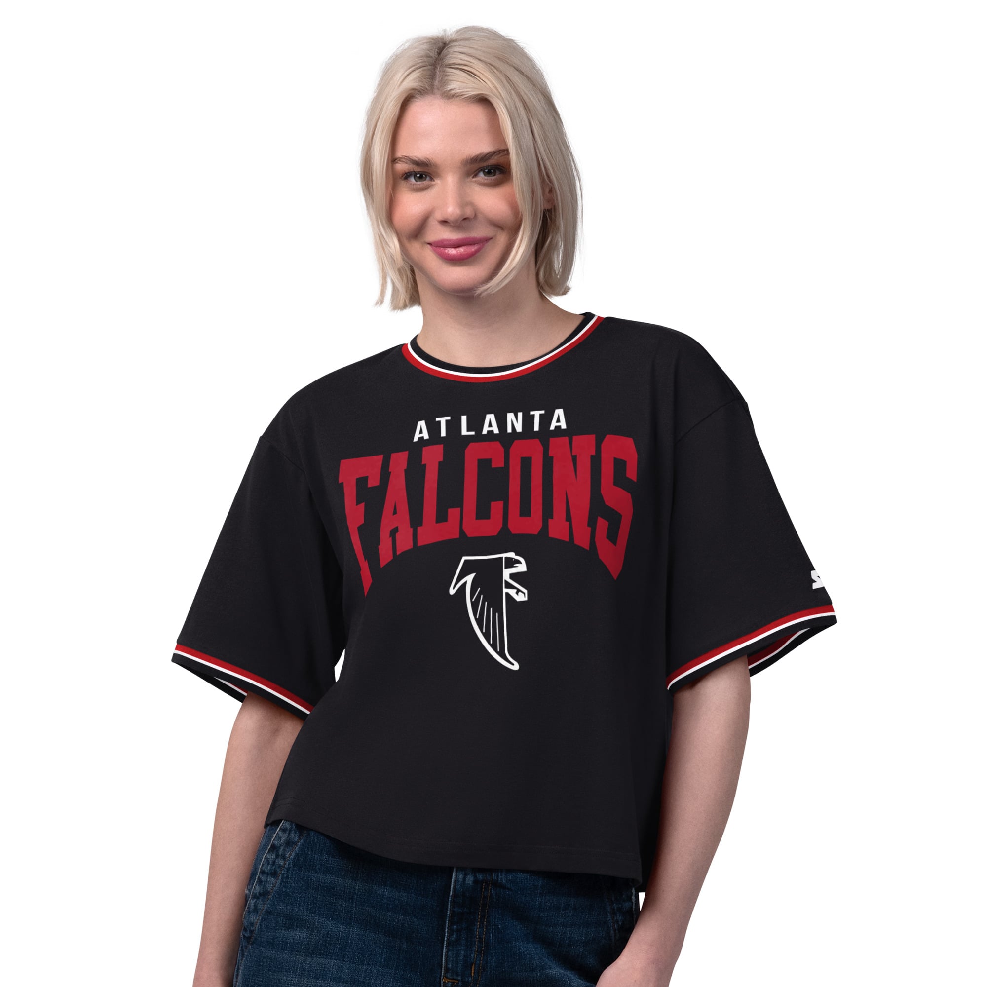 Women's Starter  Black Atlanta Falcons Vintage Ace Cropped T-Shirt