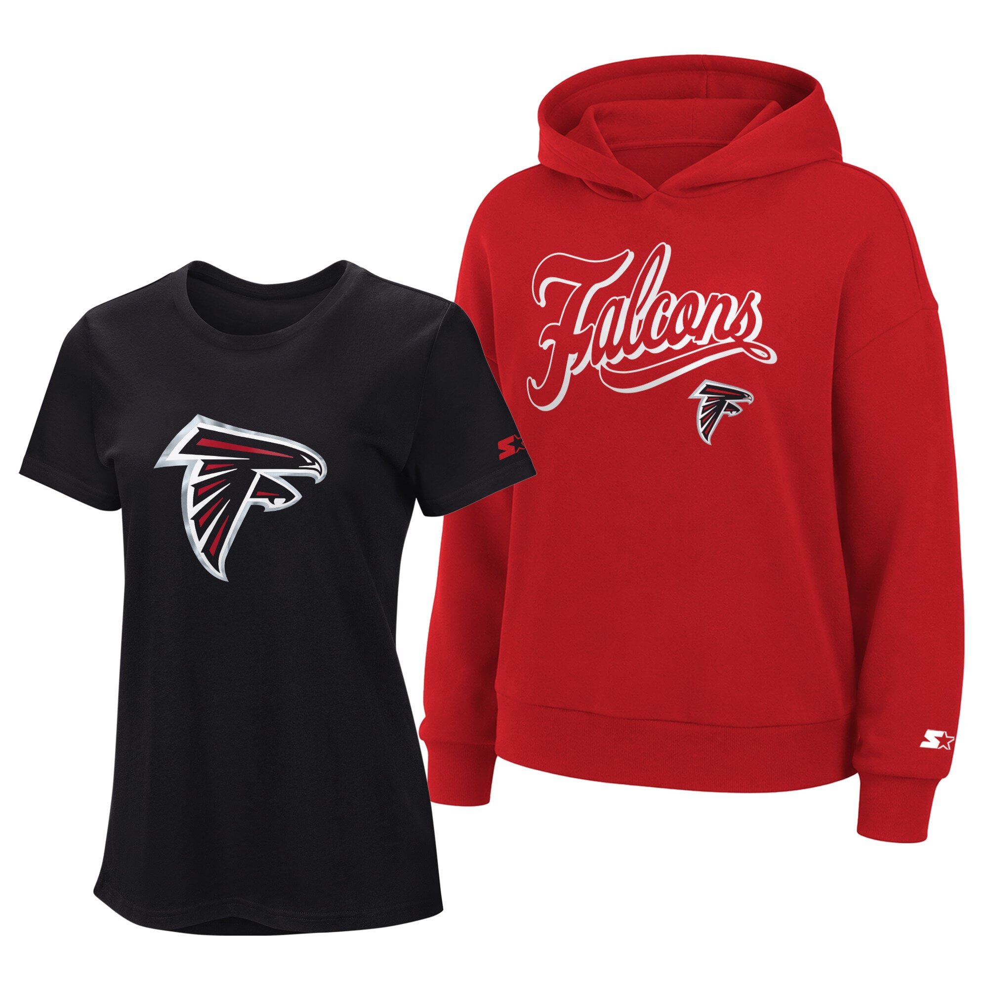Ensemble sweat à capuche et t-shirt Starter noir/rouge Atlanta Falcons pour femme