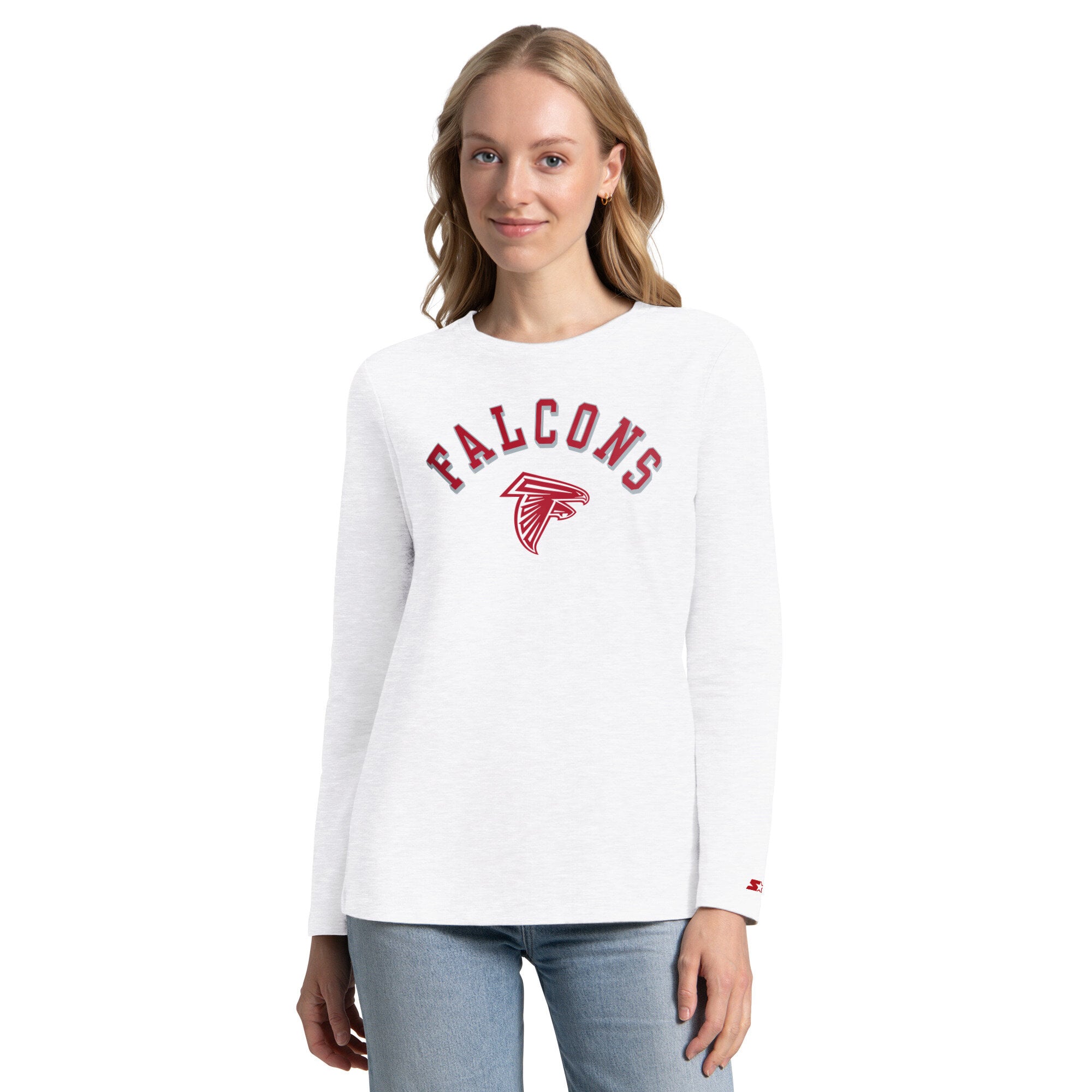 Pack de t-shirts à manches courtes et longues Starter rouge/cendre pour femmes, Atlanta Falcons