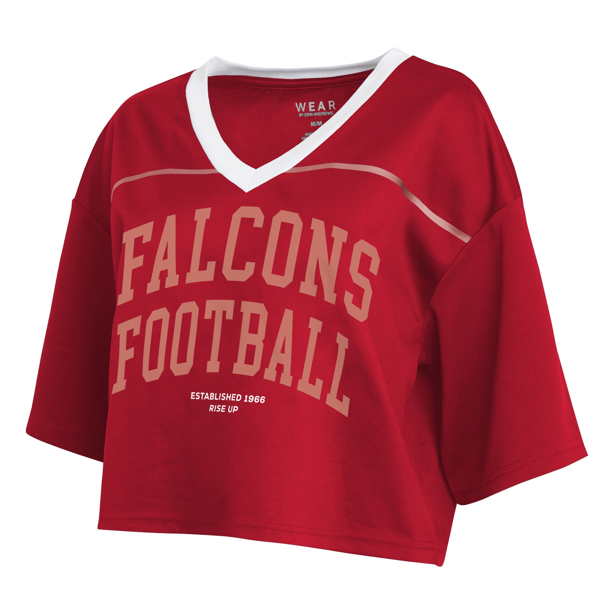 Women's WEAR by Erin Andrews Red Atlanta Falcons Cropped V-Neck Jersey T-Shirt