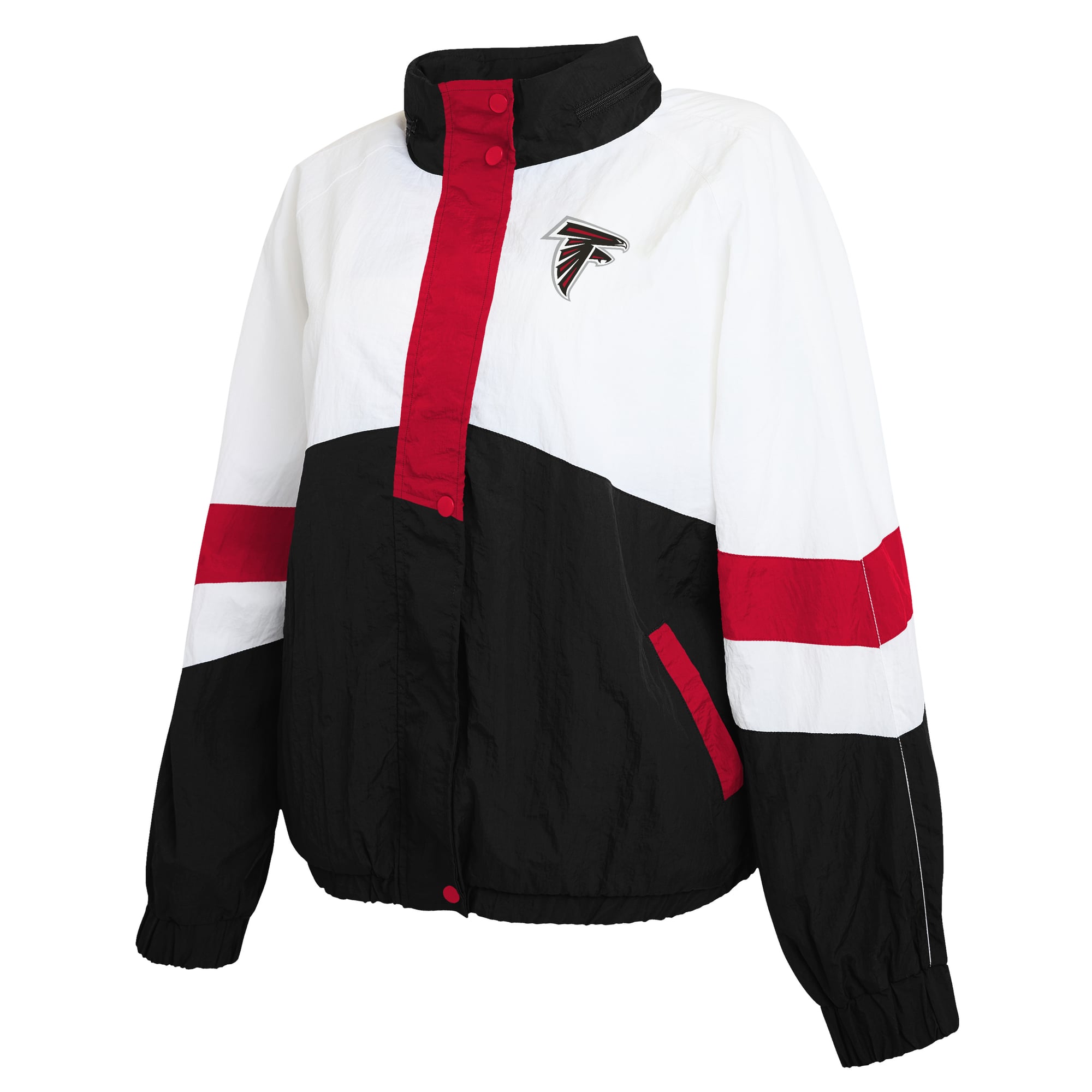 Veste coupe-vent à capuche zippée intégrale blanche et noire Atlanta Falcons de la marque WEAR by Erin Andrews pour femme