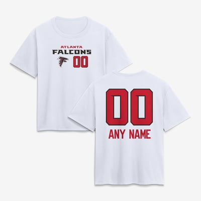 Atlanta Falcons Women's Touchdown Wordmark Personalized Name & Number T-Shirt - White