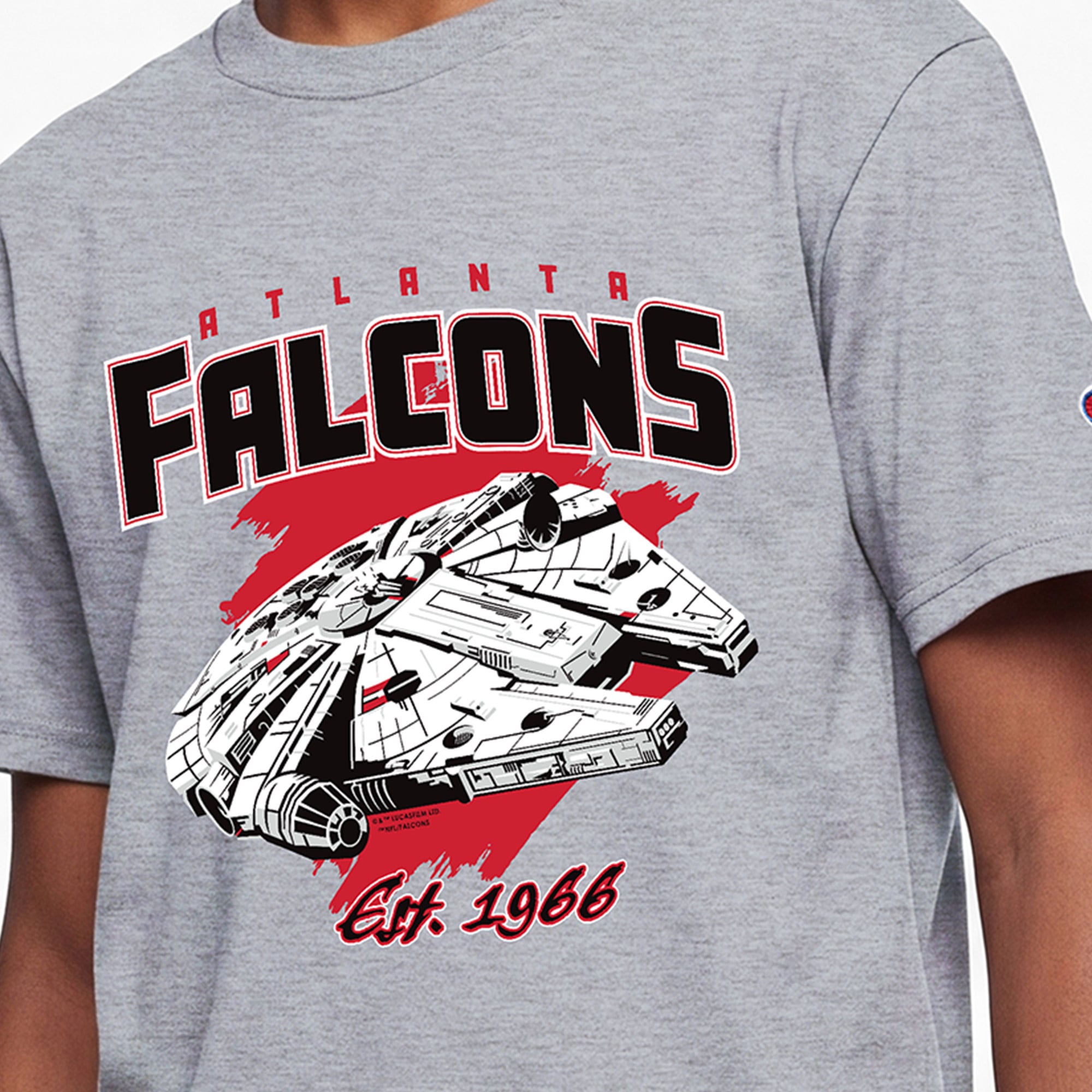 Youth Disney x Champion Heather Gray Atlanta Falcons Millennium Falcon T-Shirt