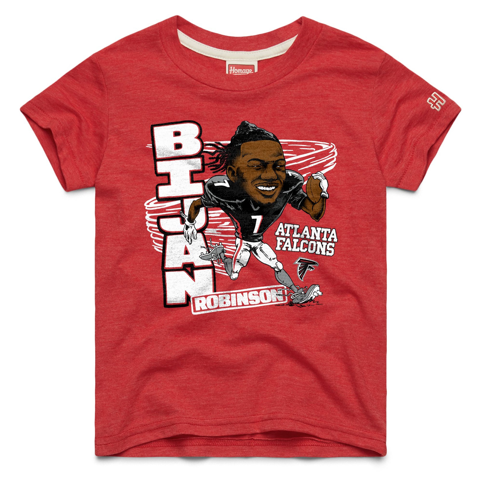 Youth Homage Bijan Robinson Red Atlanta Falcons Caricature T-Shirt