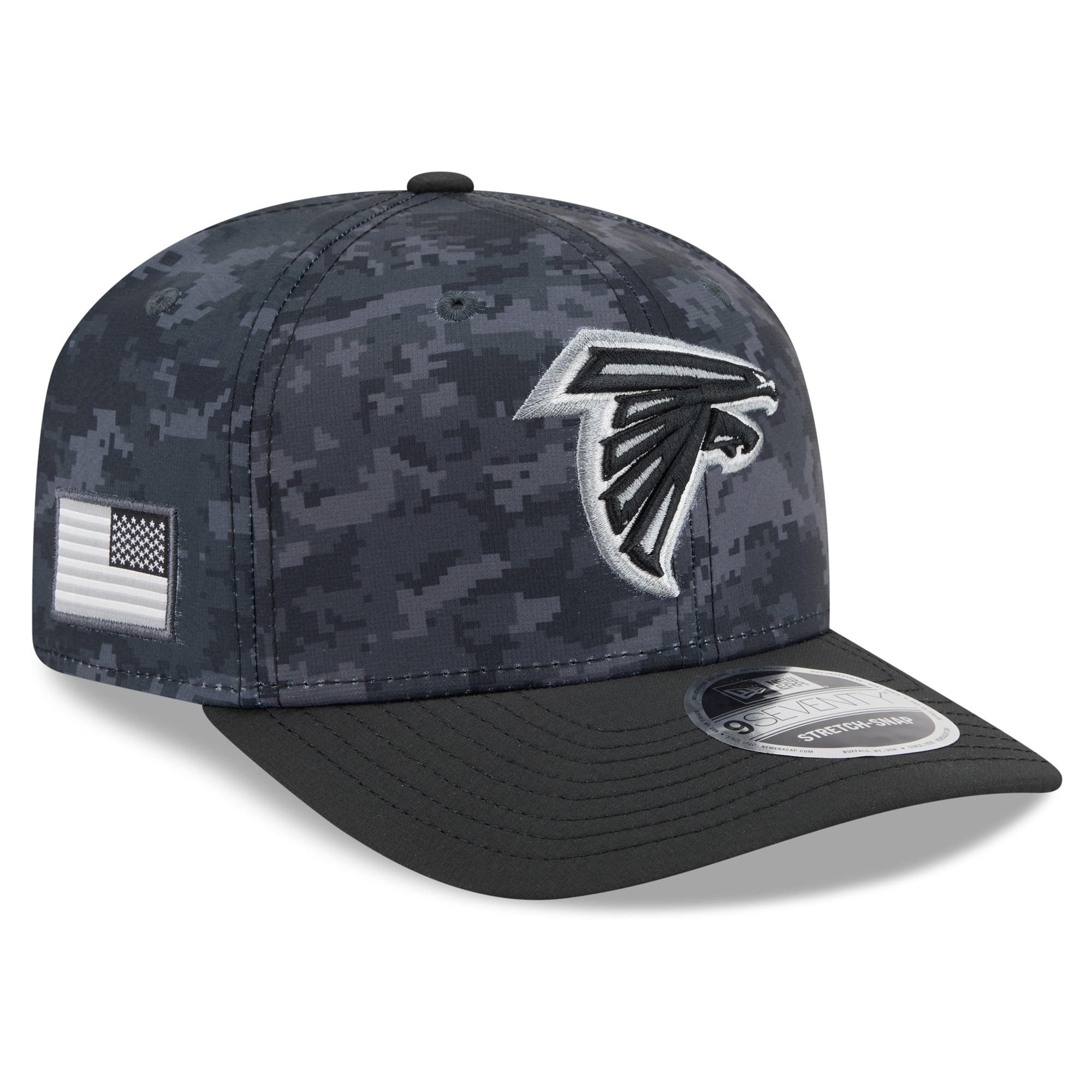 Casquette ajustable New Era noire Atlanta Falcons 2026 Salute To Service 9SEVENTY pour jeunes