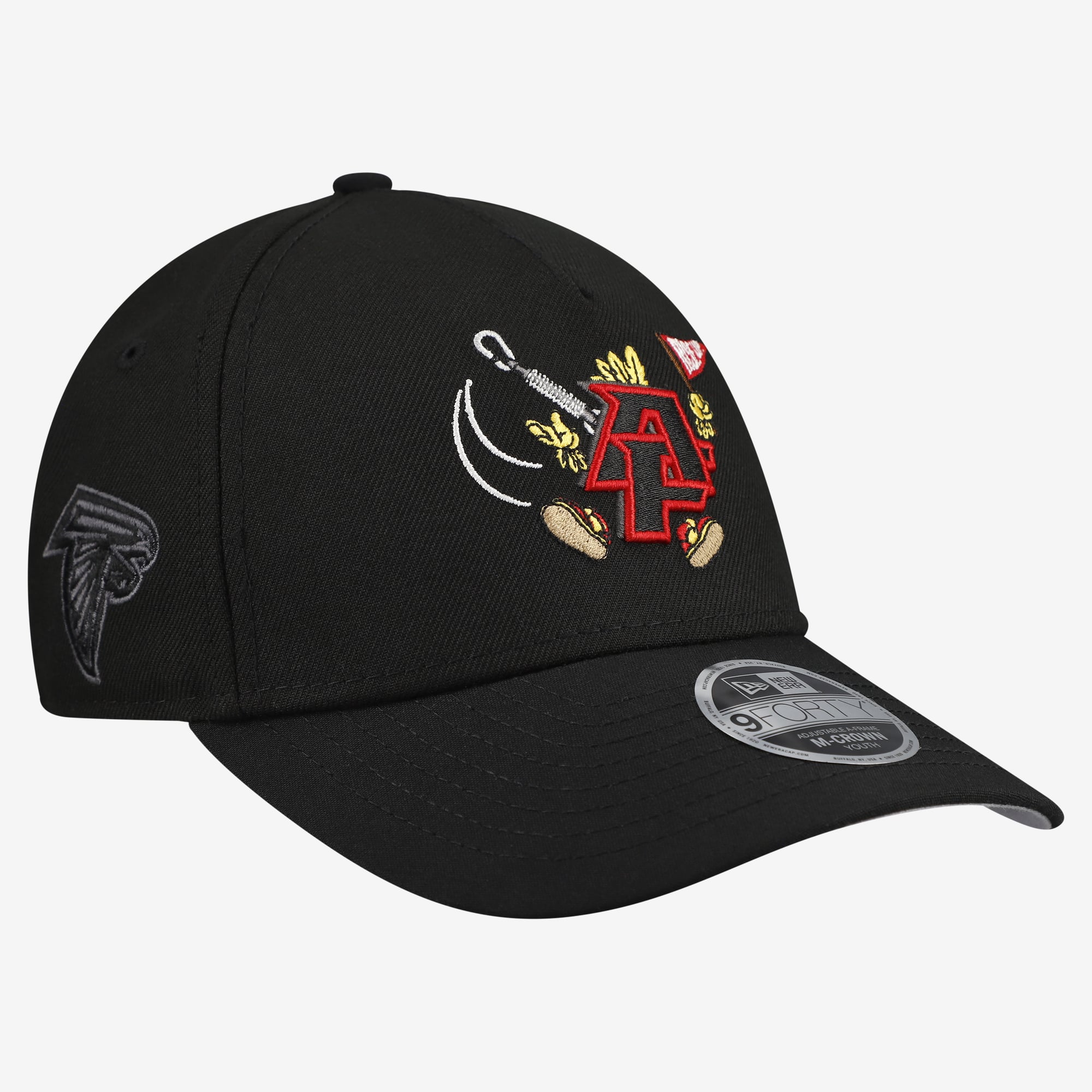 Casquette ajustable New Era 9FORTY A-Frame noire Atlanta Falcons pour jeunes