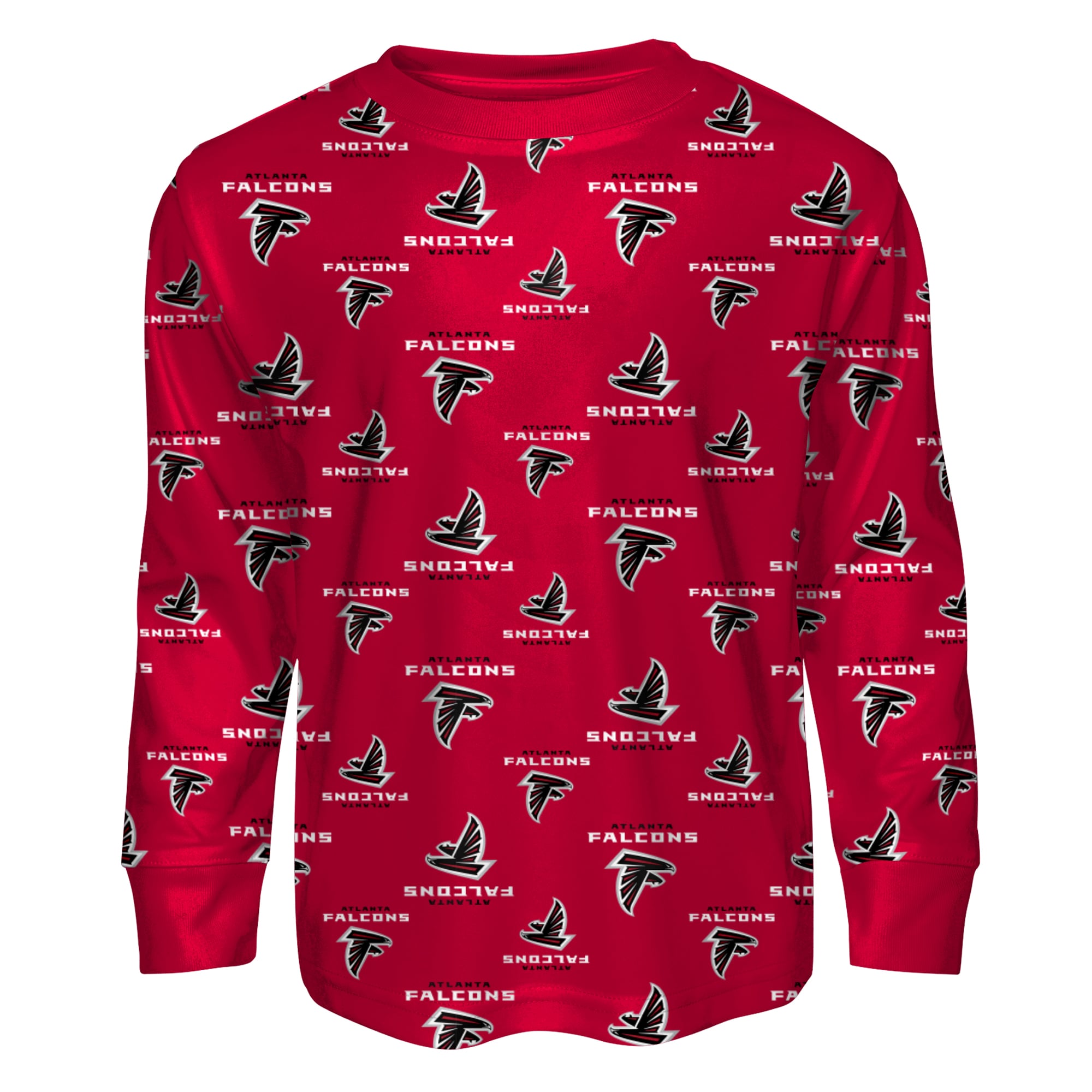 Youth Outerstuff Red Atlanta Falcons All-Over-Print Long Sleeve T-Shirt and Pants Sleep Set