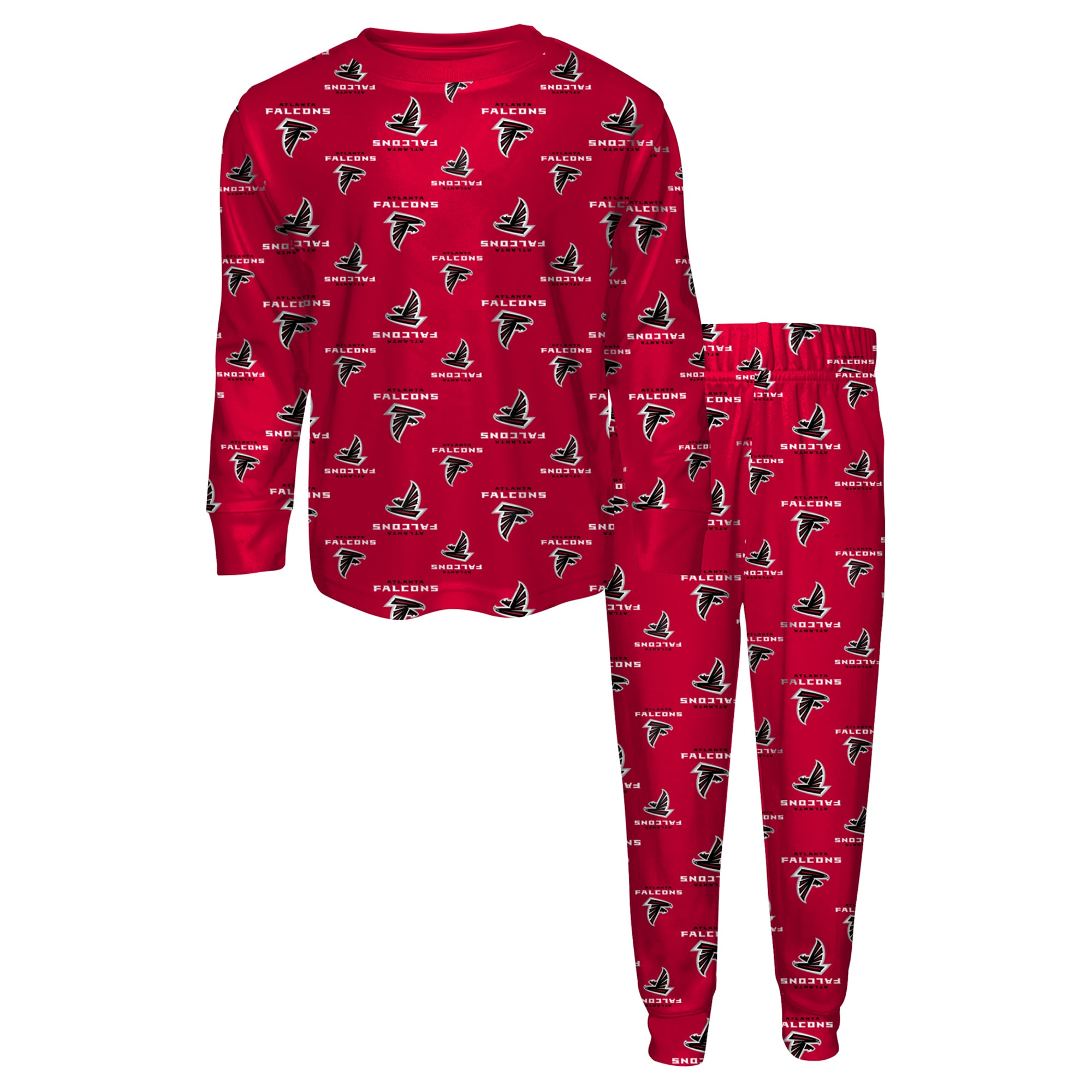 Youth Outerstuff Red Atlanta Falcons All-Over-Print Long Sleeve T-Shirt and Pants Sleep Set