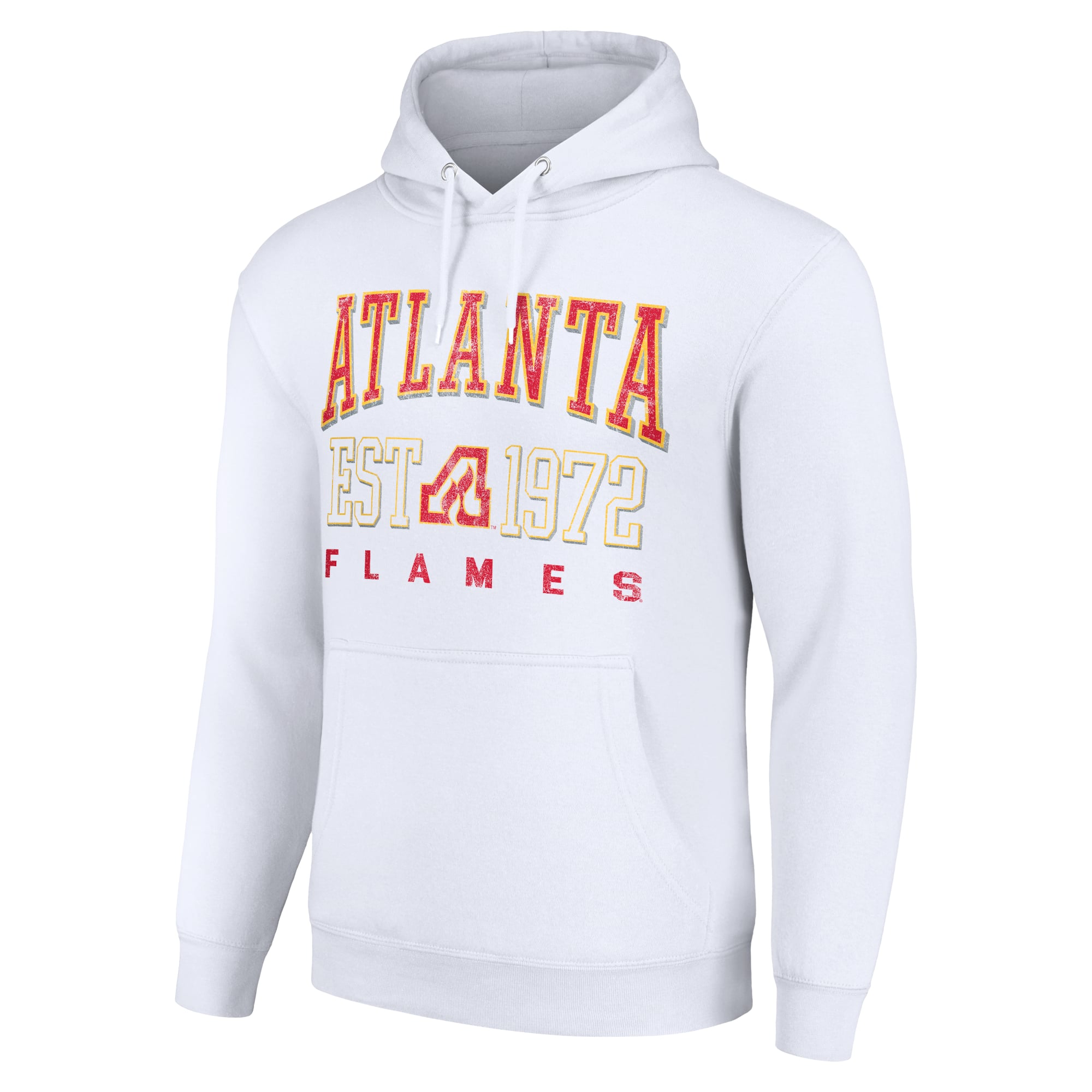 Men's Starter White Atlanta Flames Retro Graphic Pullover Hoodie