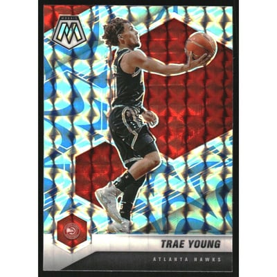 2020-21 Panini Mosaic Mosaic Reactive Blue #18 Trae Young