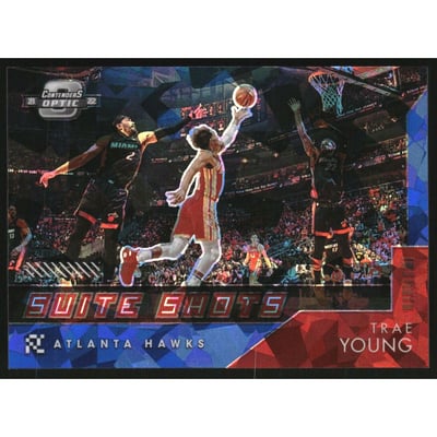 2021-22 Panini Contenders Optic Suite Shots Blue Cracked Ice #2 Trae Young