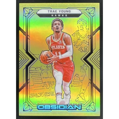 2021-22 Panini Obsidian Electric Etch Yellow Flood #11 Trae Young /10