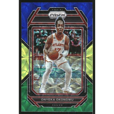 2022-23 Panini Prizm Prizms Choice Blue Yellow and Green #163 Onyeka Okongwu